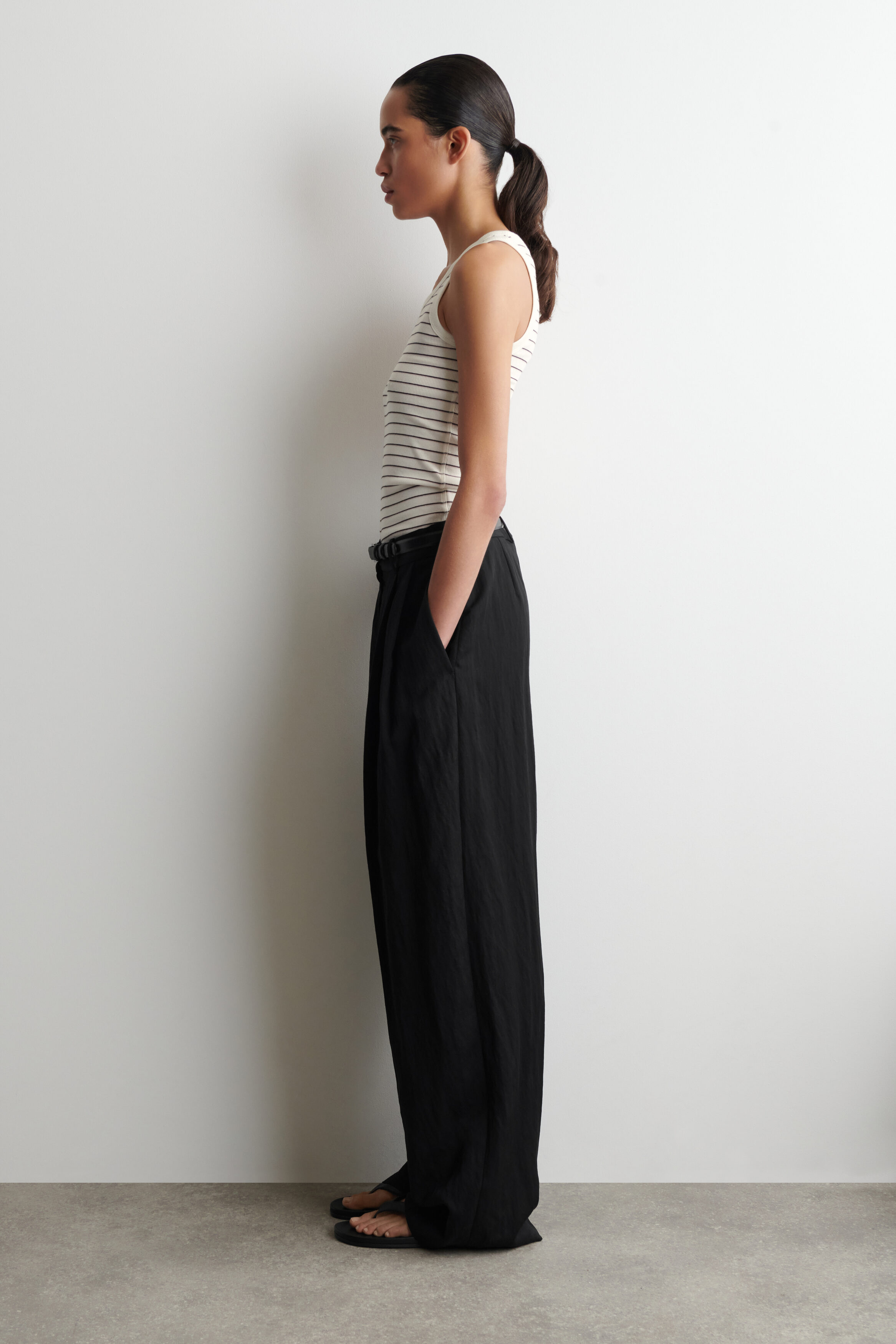 RIBBED COTTON TANK TOP - WHITE / PINK / STRIPED
