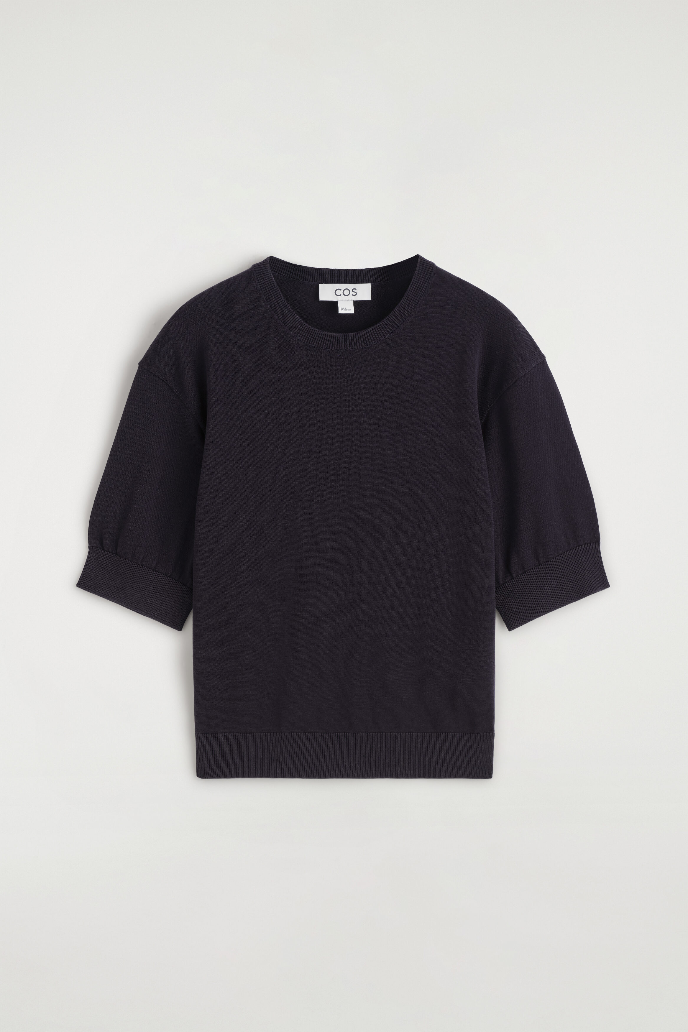 KNITTED COTTON T-SHIRT - NAVY