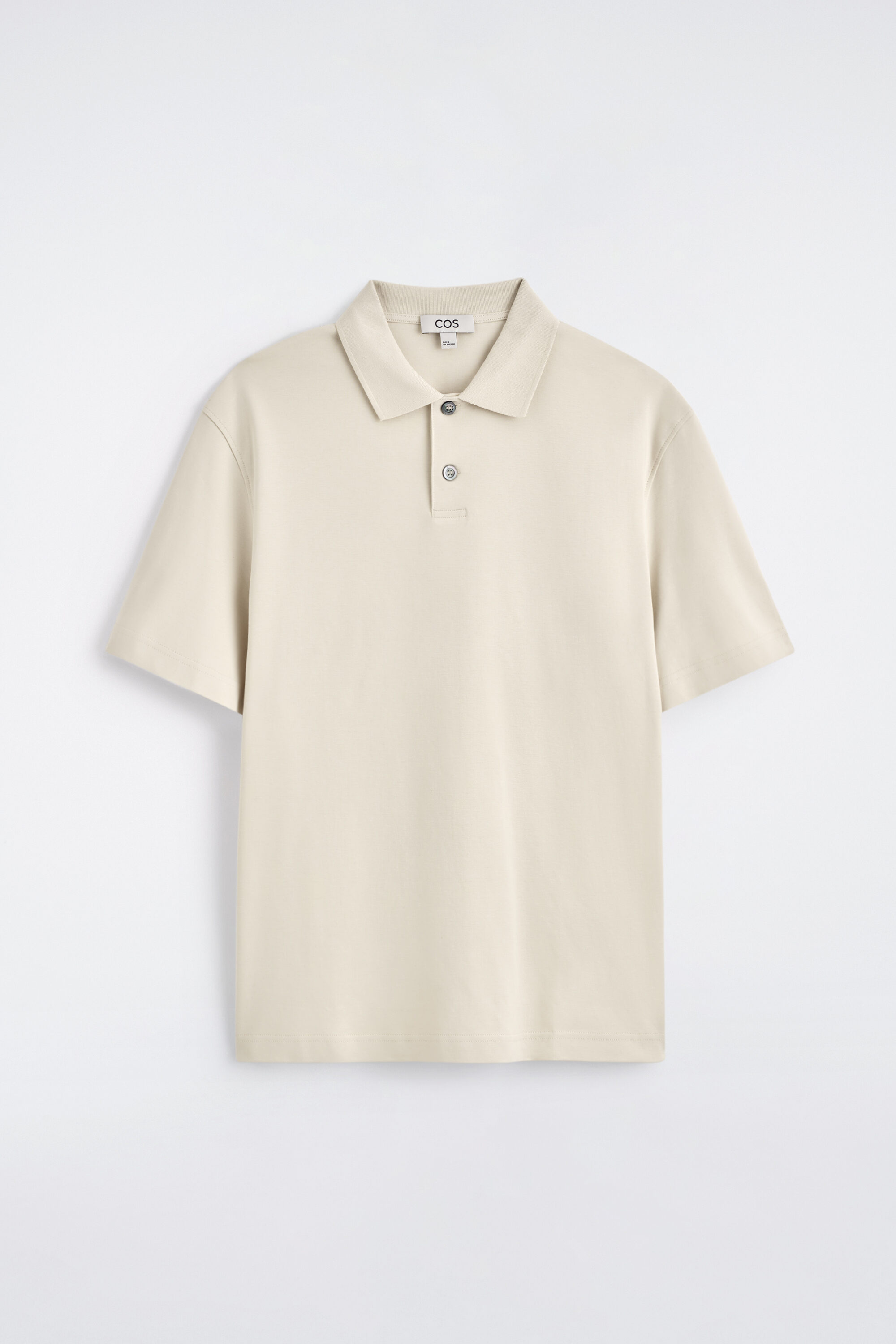 INTERLOCK COTTON POLO SHIRT - LIGHT BEIGE