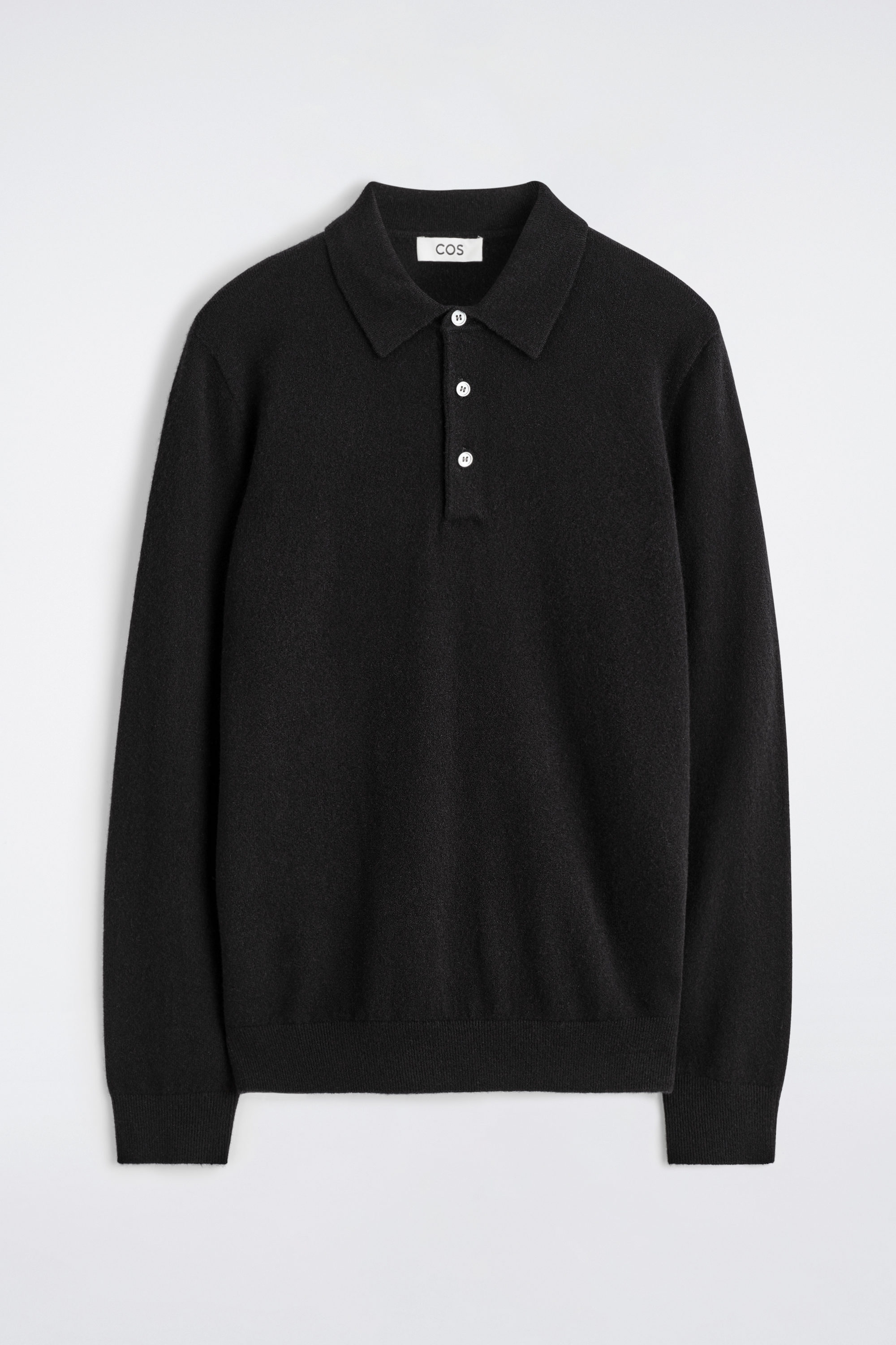 SEAMLESS CASHMERE POLO SHIRT - BLACK