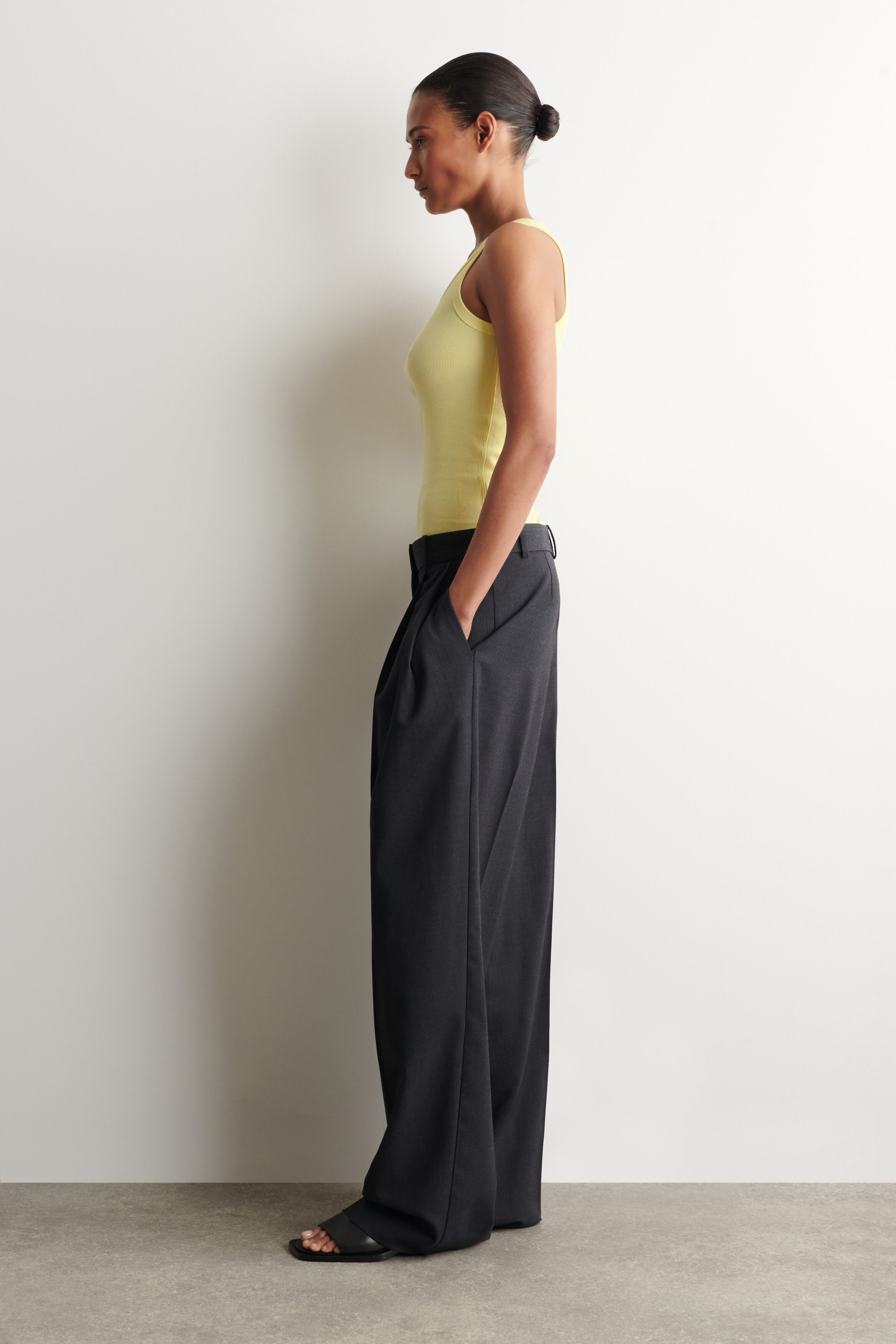 RIBBED COTTON TANK TOP - YELLOW