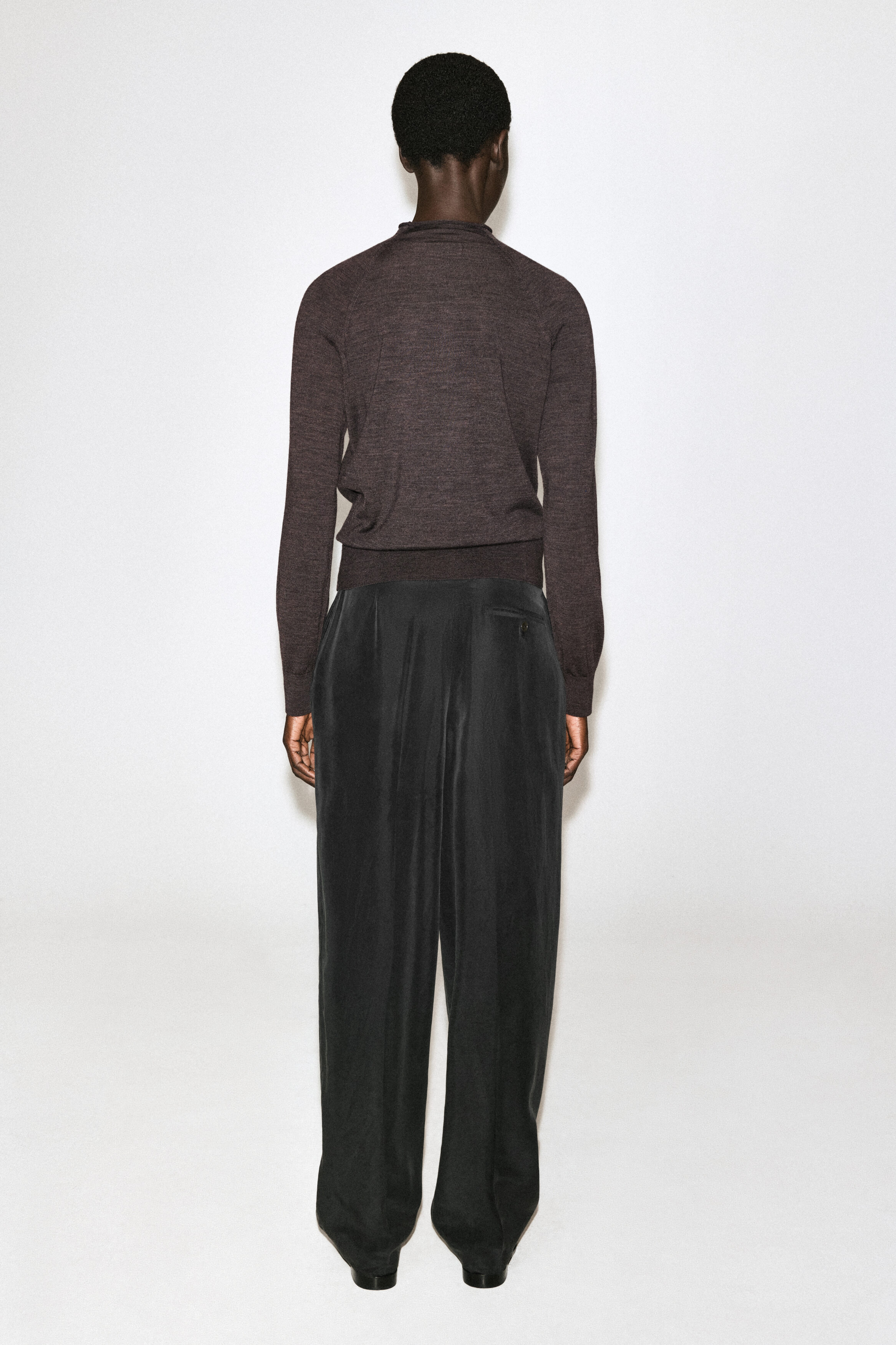 MERINO WOOL MOCK-NECK CARDIGAN - BROWN MÉLANGE
