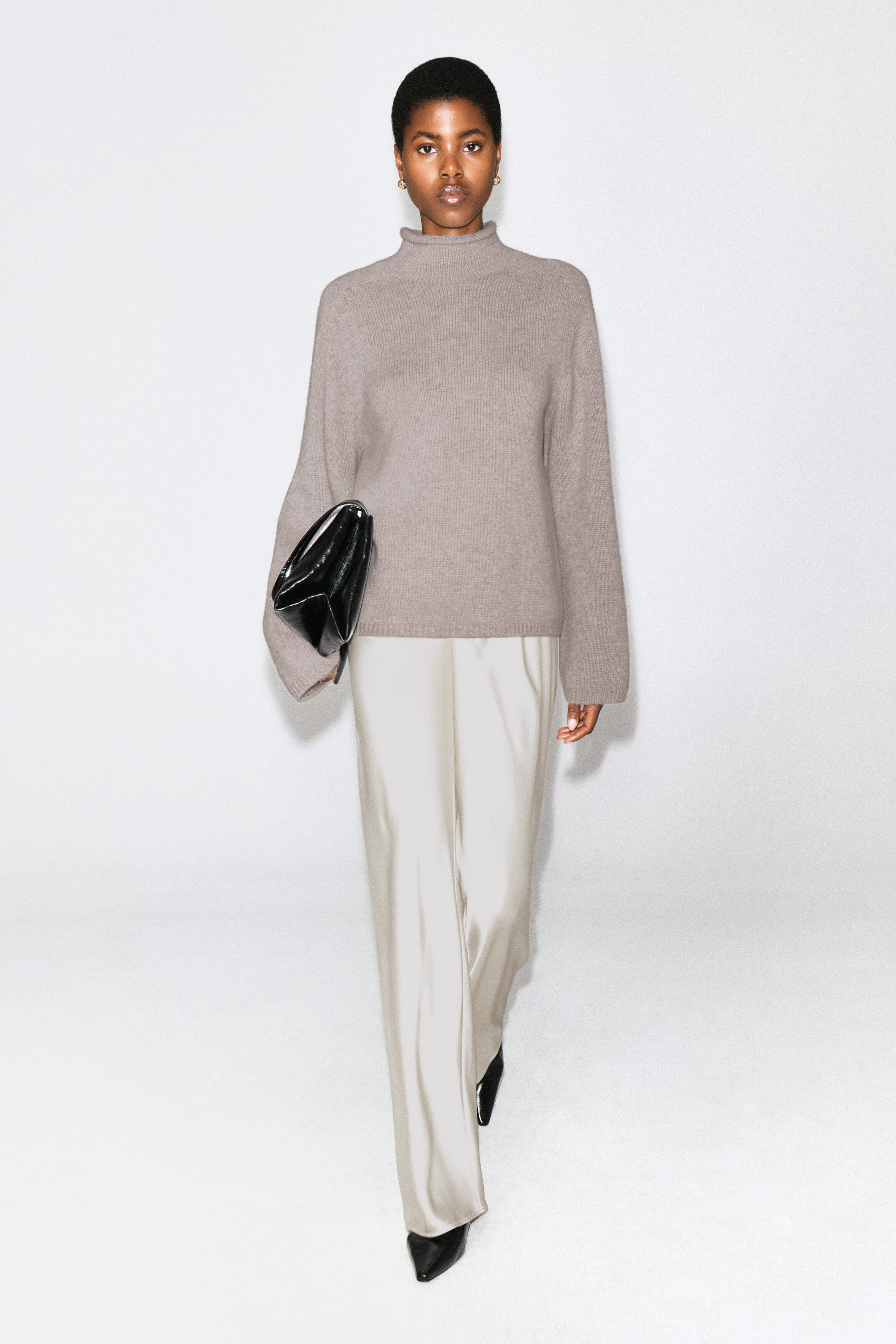 SATIN WIDE-LEG PANTS - WHITE