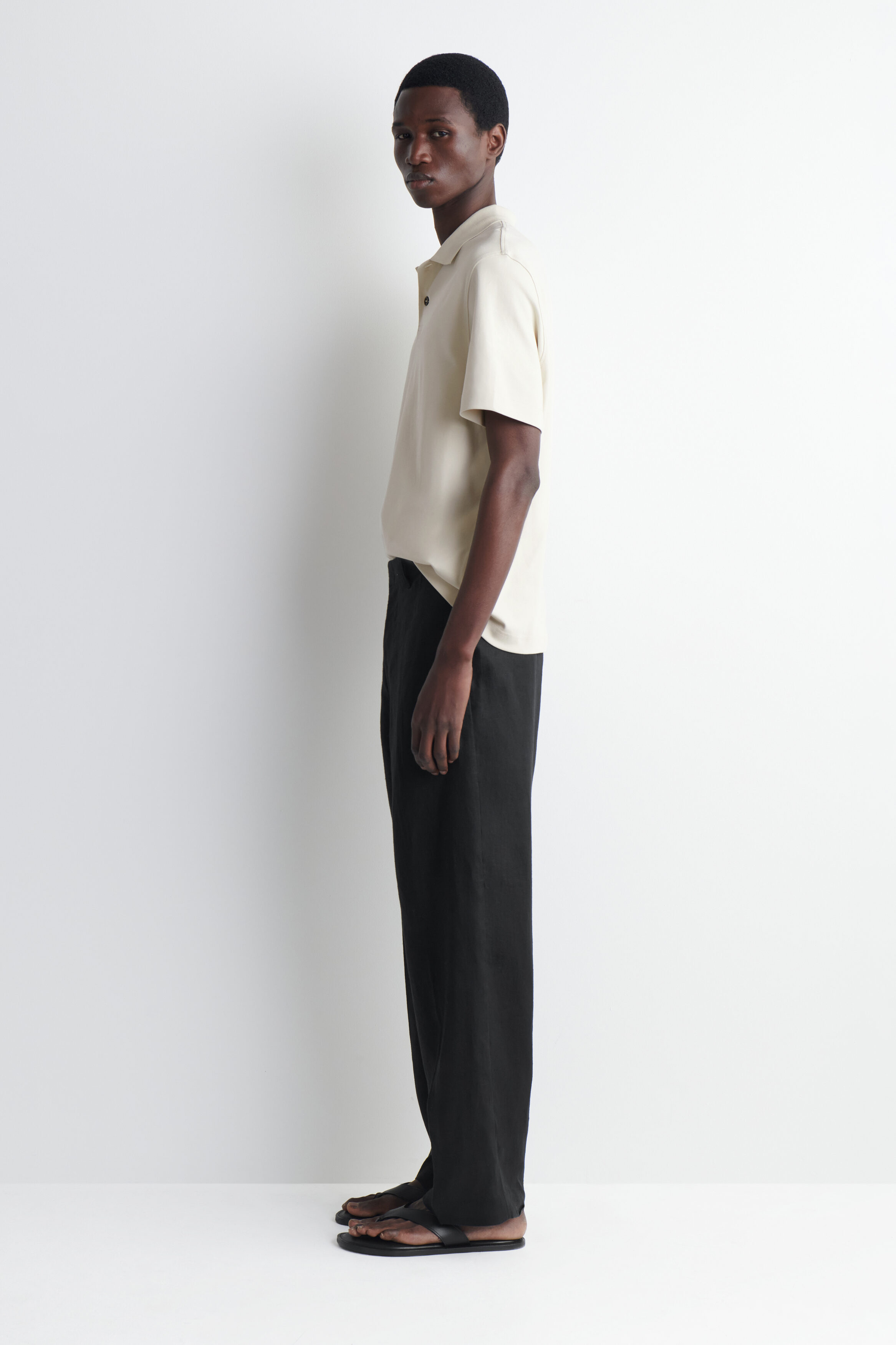 INTERLOCK COTTON POLO SHIRT - LIGHT BEIGE