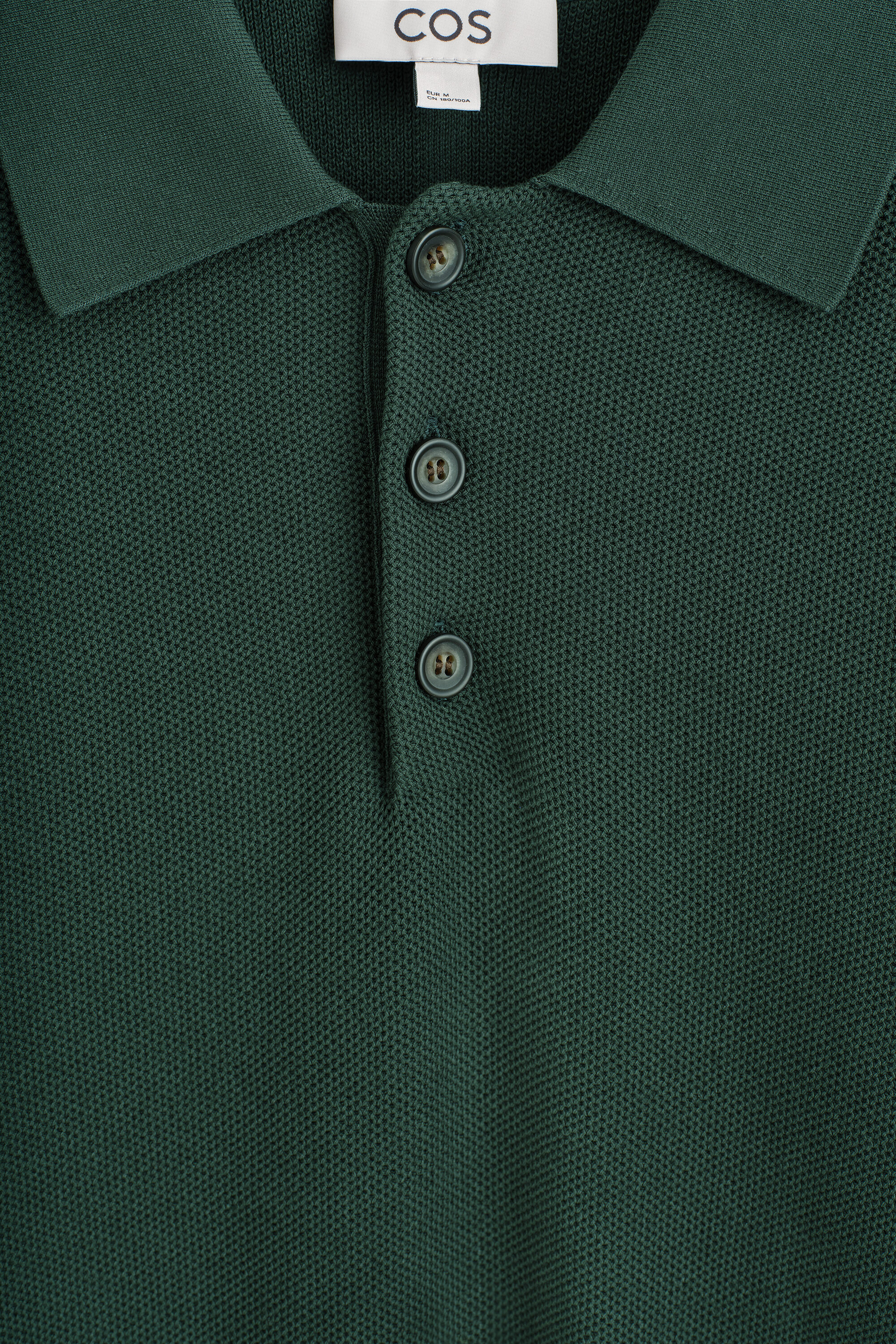 HONEYCOMB-KNIT POLO SHIRT - DARK GREEN