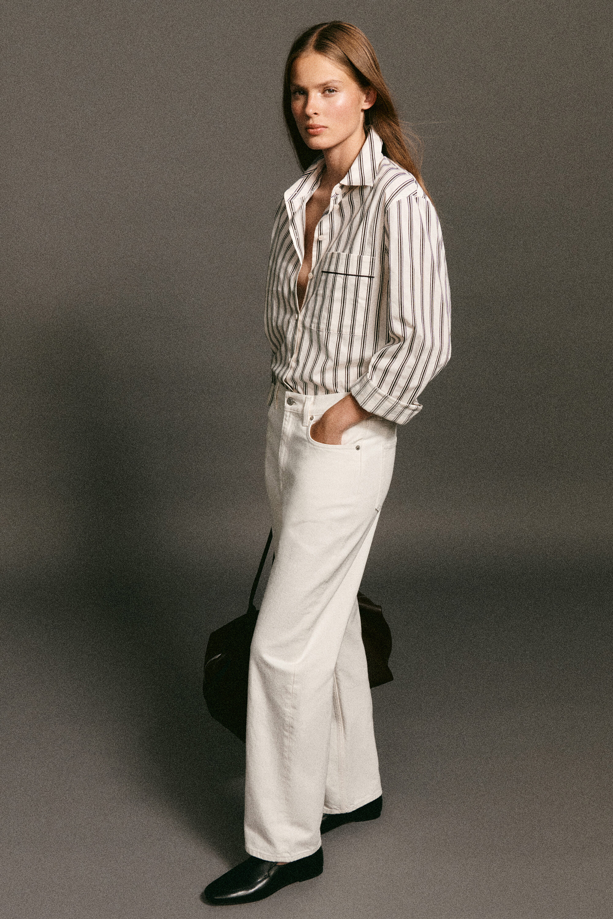 CHORD STRAIGHT-LEG JEANS - WHITE