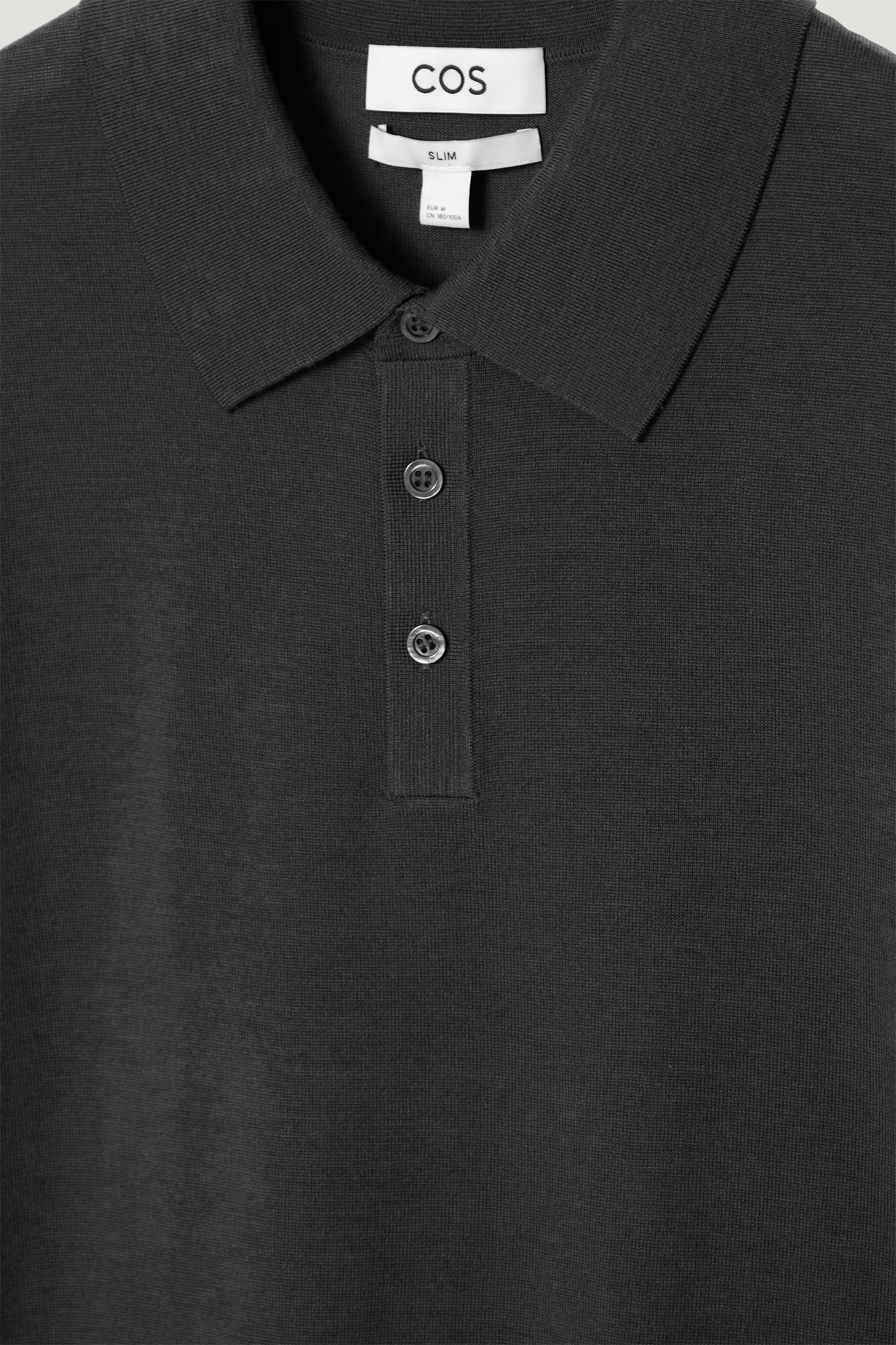 SLIM MERINO WOOL POLO SHIRT - BLACK