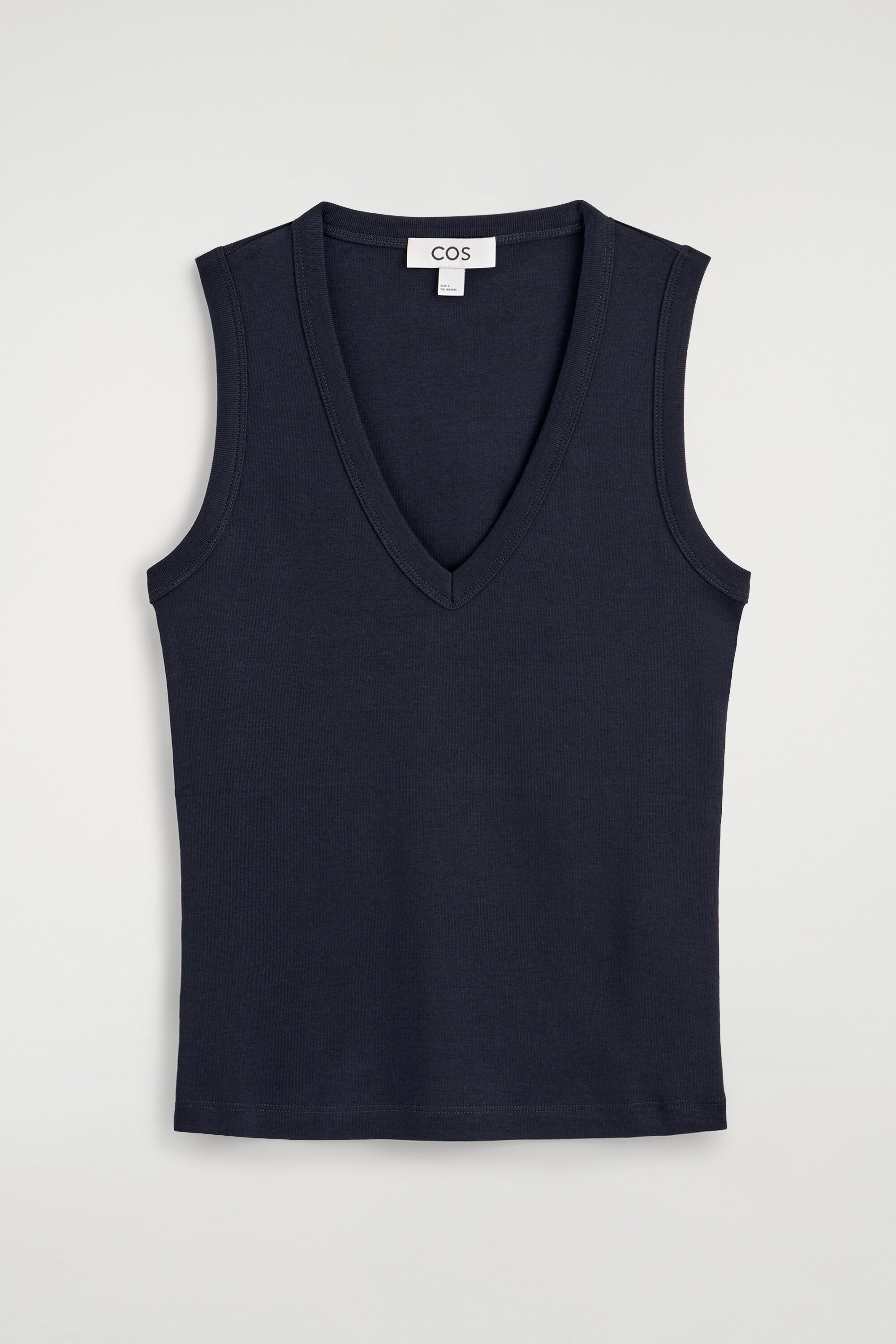 COTTON V-NECK TANK TOP - NAVY
