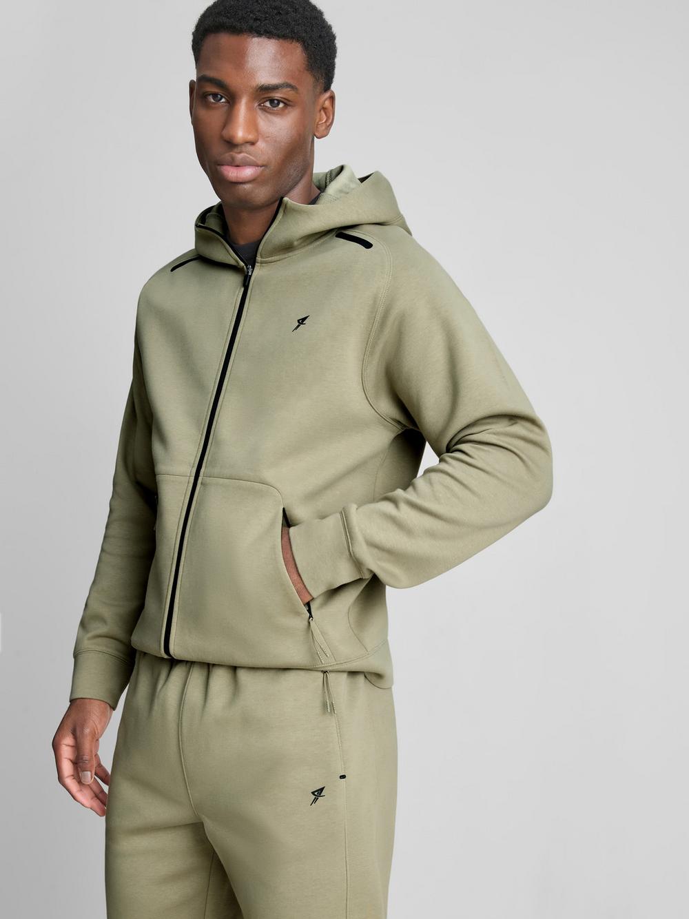 Zip-Up Gym Hoodie - Olive