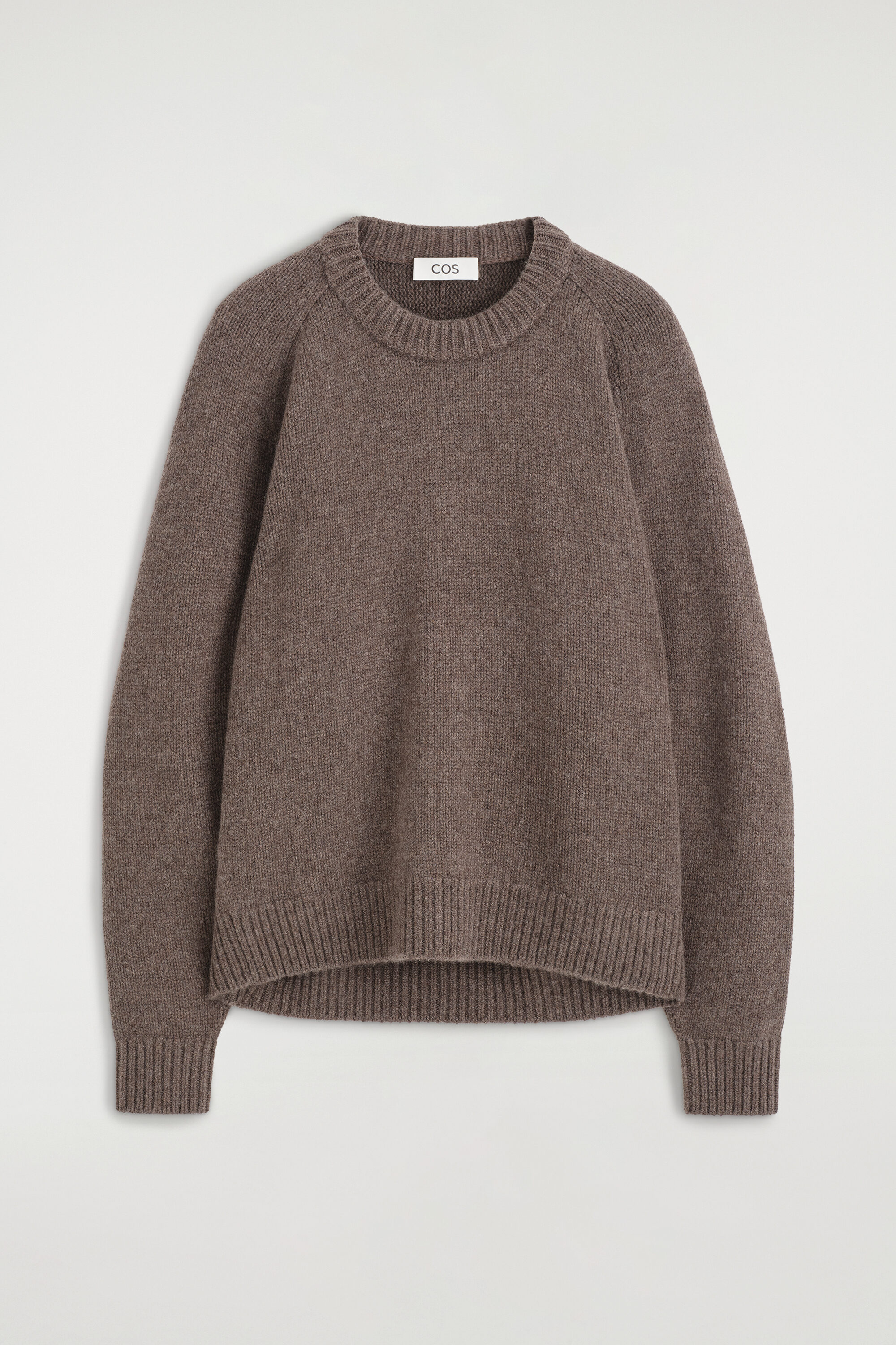 ROUNDED CASHMERE CREW-NECK JUMPER - BROWN MÉLANGE