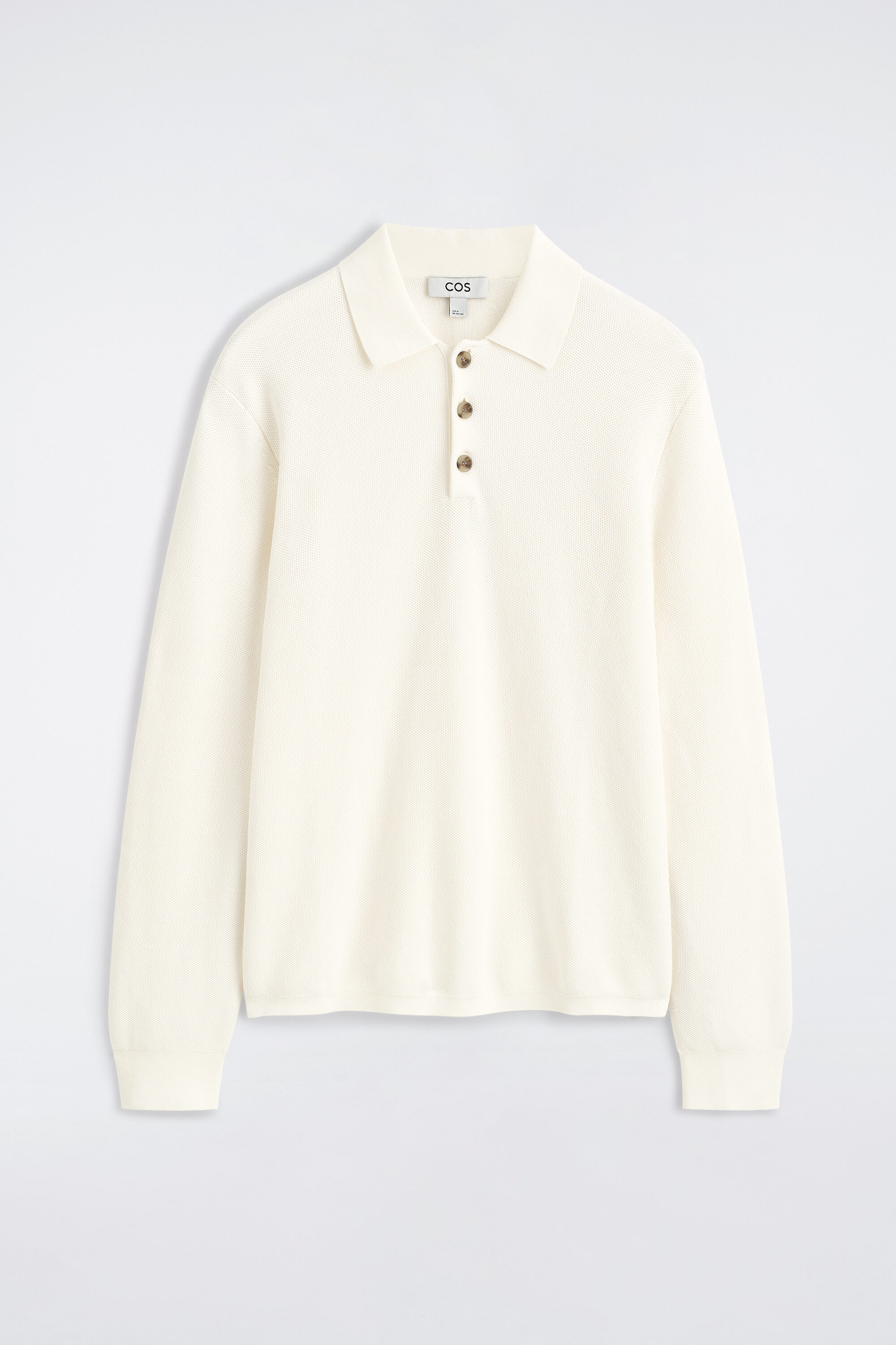 HONEYCOMB-KNIT POLO SHIRT - OFF-WHITE