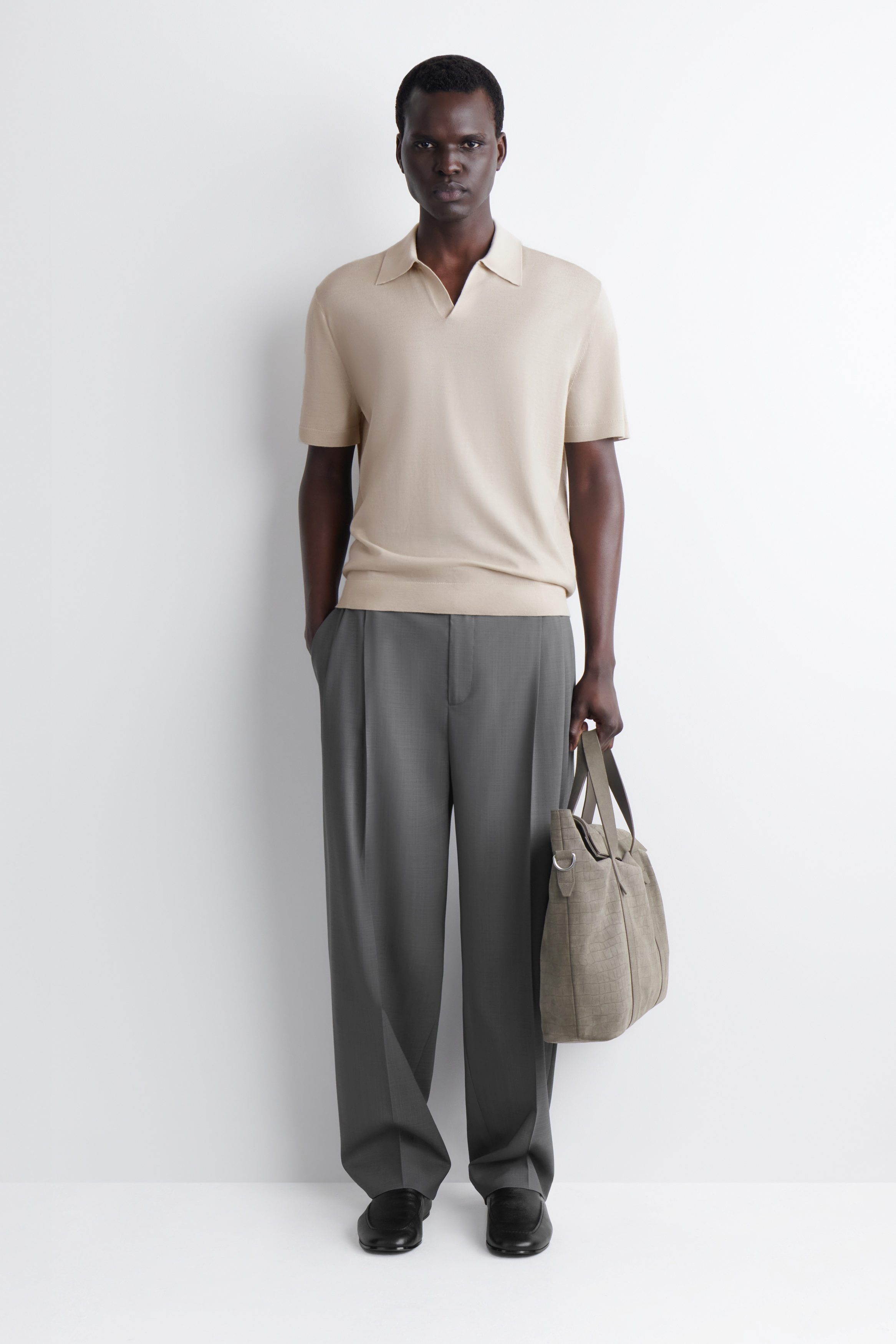 MERINO WOOL POLO SHIRT - ECRU