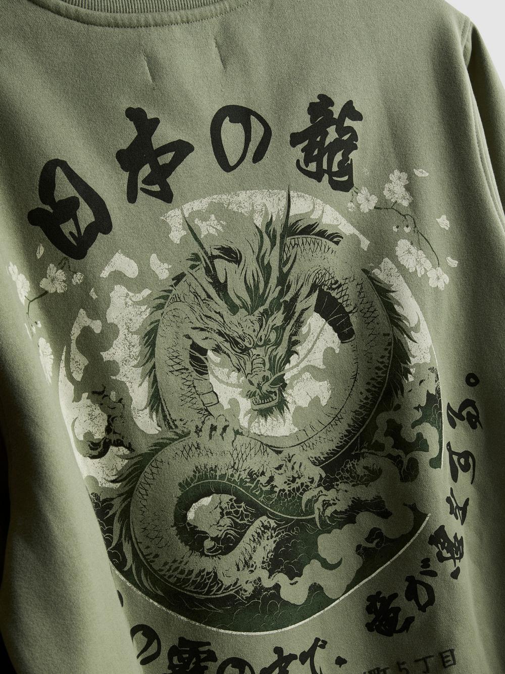 Cotton-Blend Dragon Sweatshirt - Green