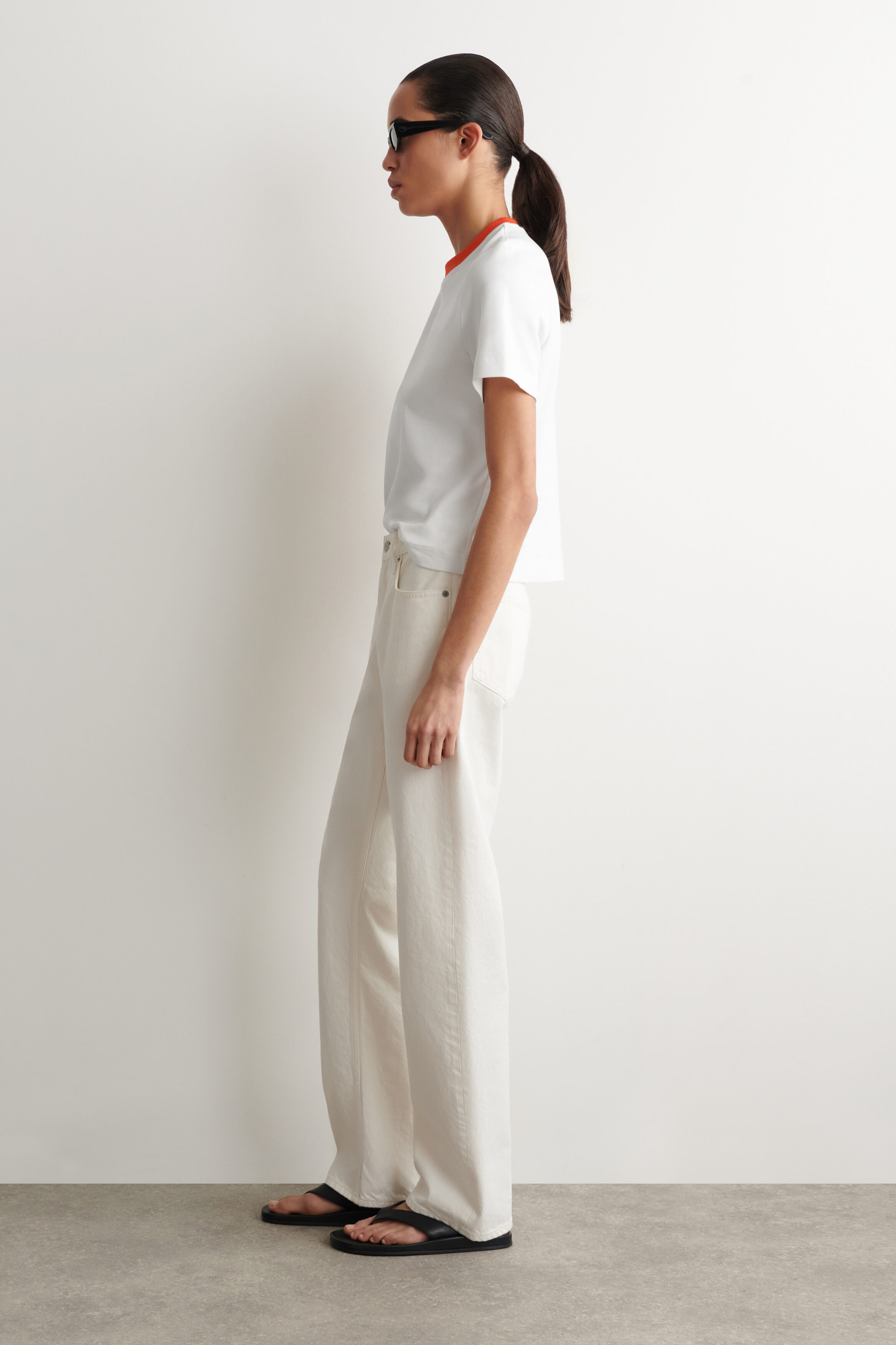 CLEAN CUT T-SHIRT - WHITE / ORANGE