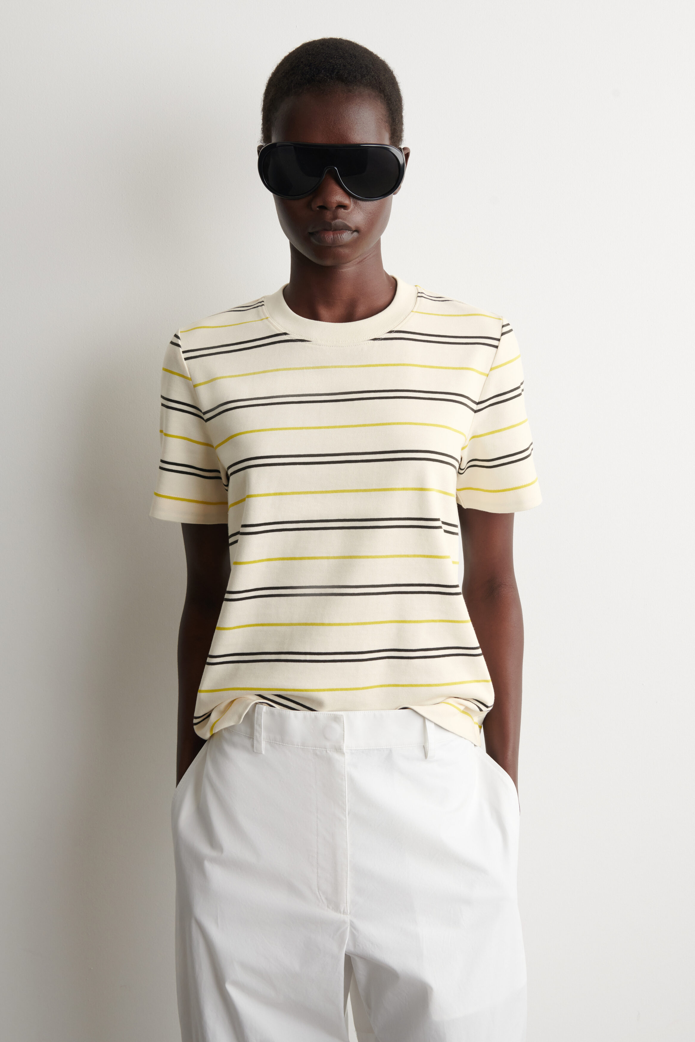 CLEAN CUT T-SHIRT - IVORY / YELLOW / STRIPED