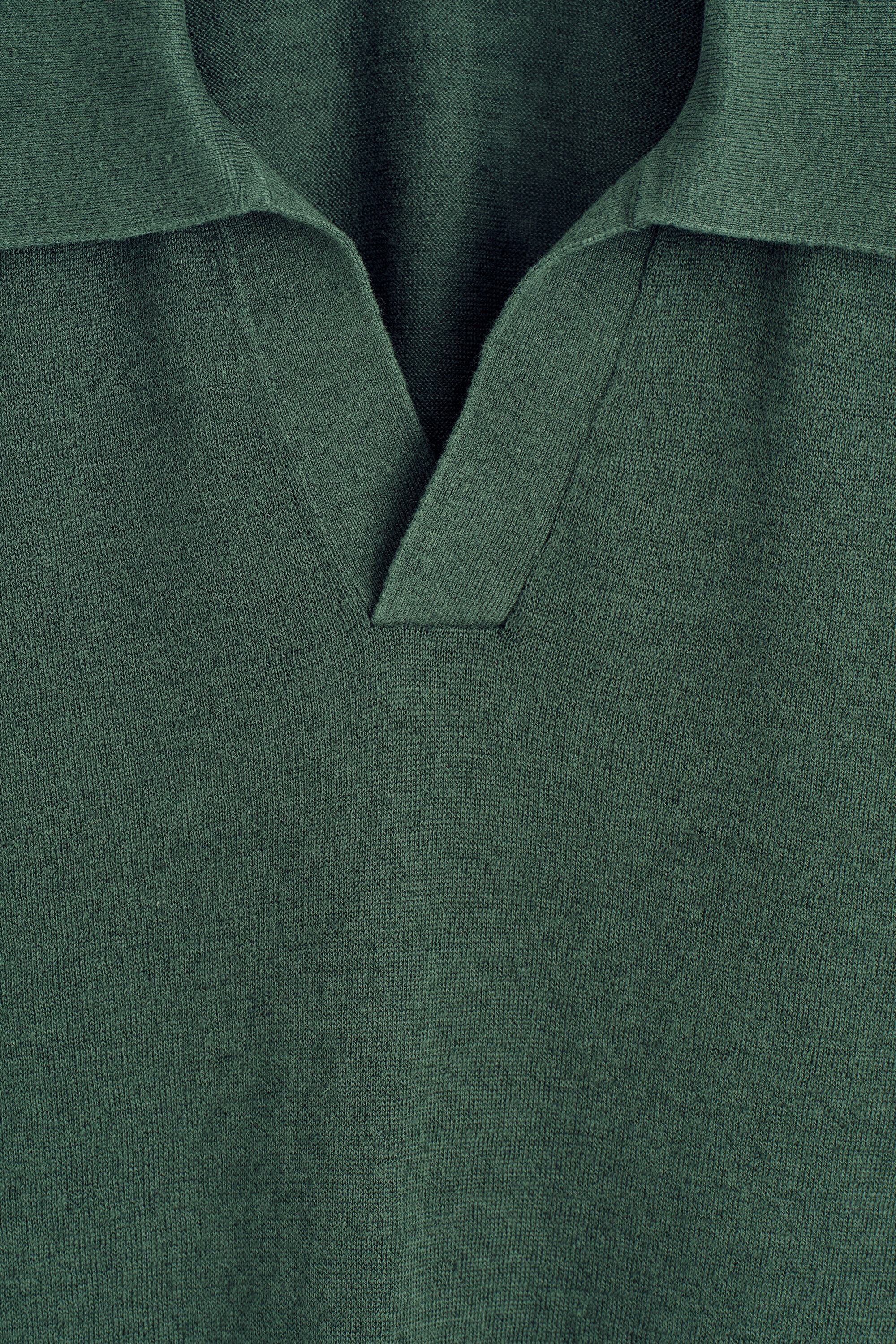 KNITTED LINEN POLO SHIRT - DARK GREEN