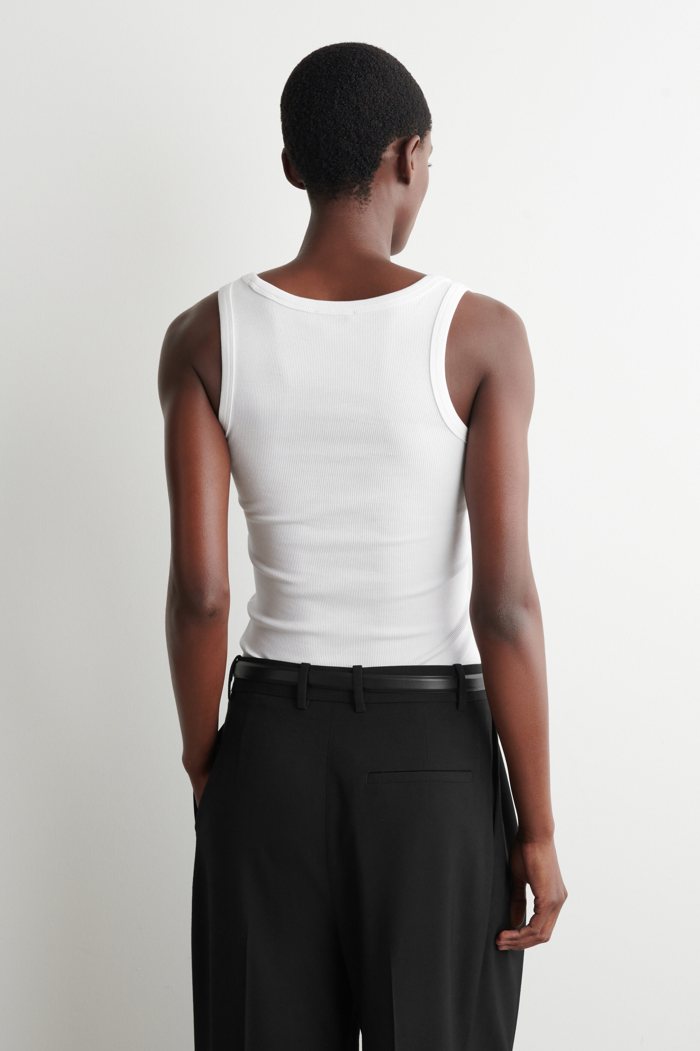 RIBBED COTTON TANK TOP - WHITE