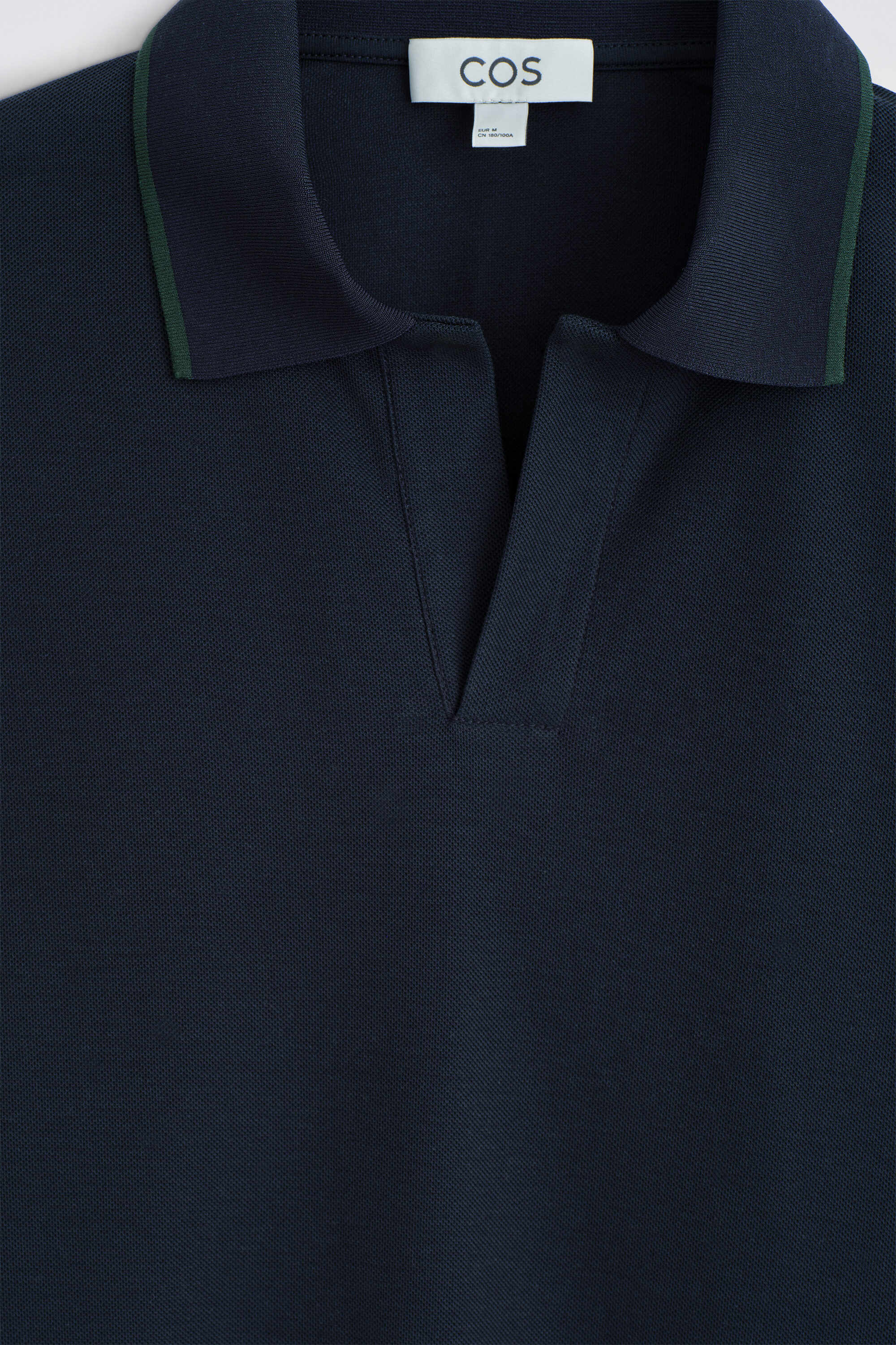 CONTRAST-TIPPED COTTON-PIQUE POLO SHIRT - NAVY / GREEN