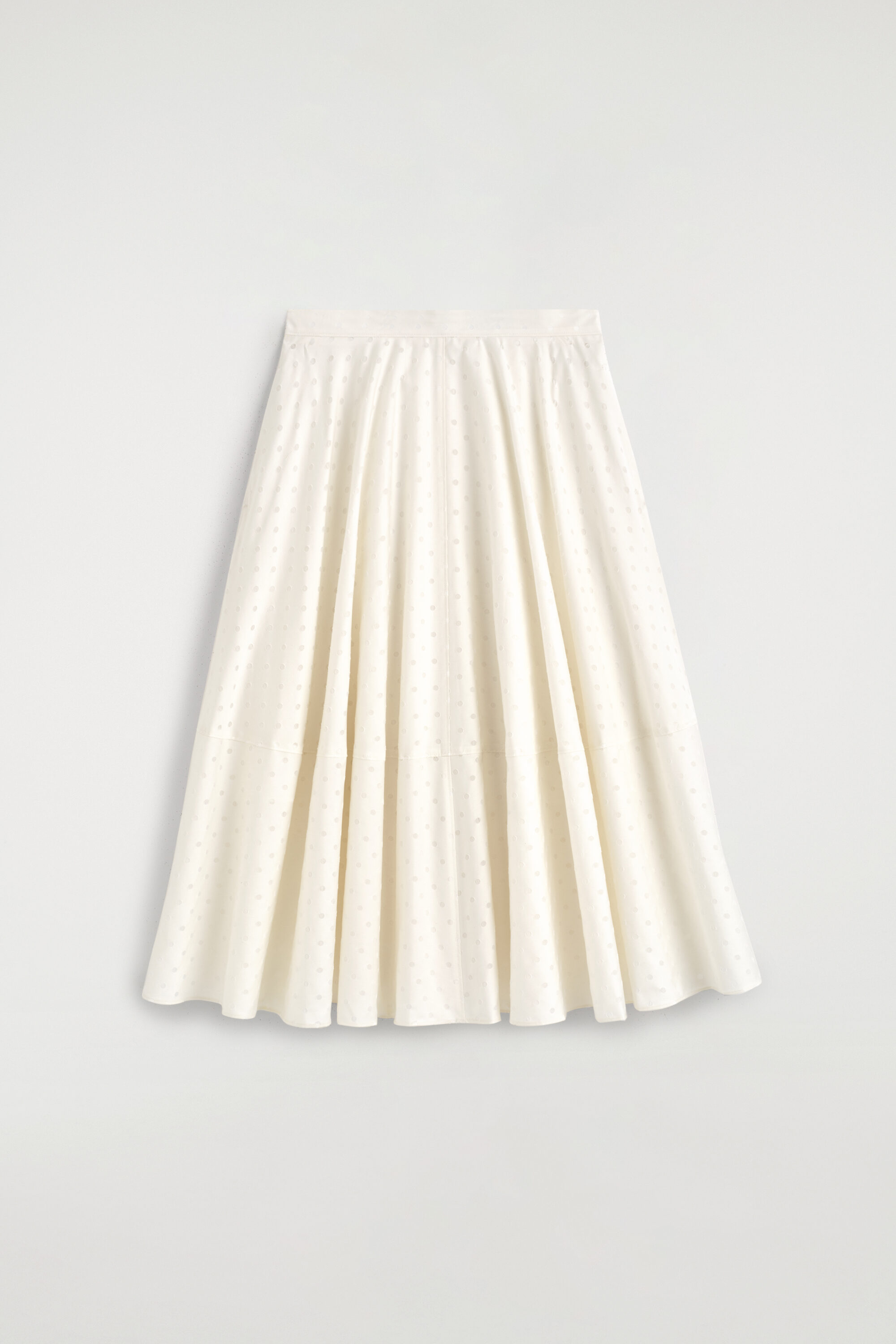 POLKA-DOT JACQUARD COTTON MIDI SKIRT - WHITE / POLKA DOT