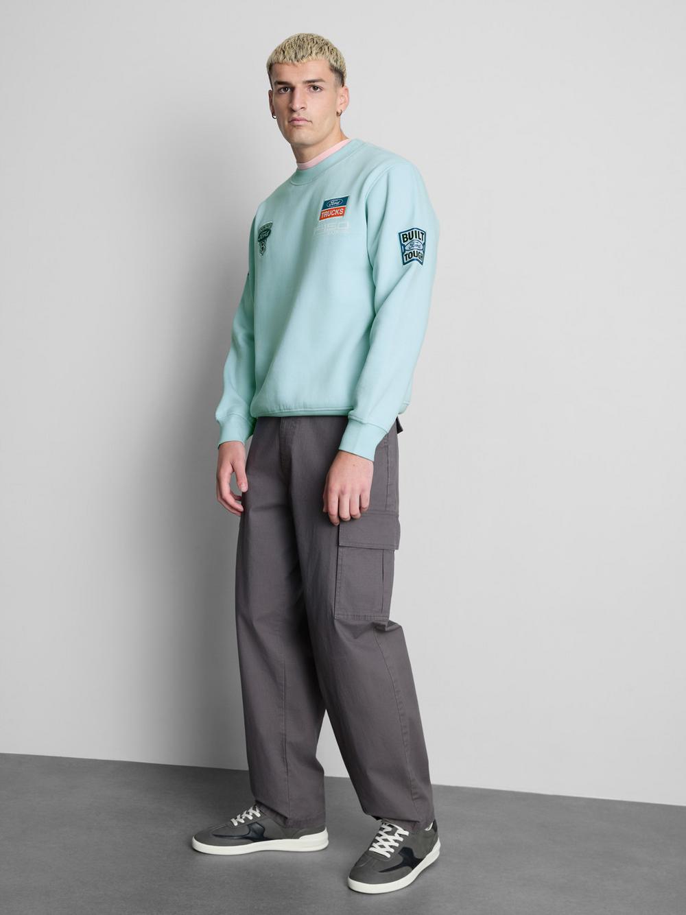 Ford Cotton Blend Badge Sweatshirt - Light Blue