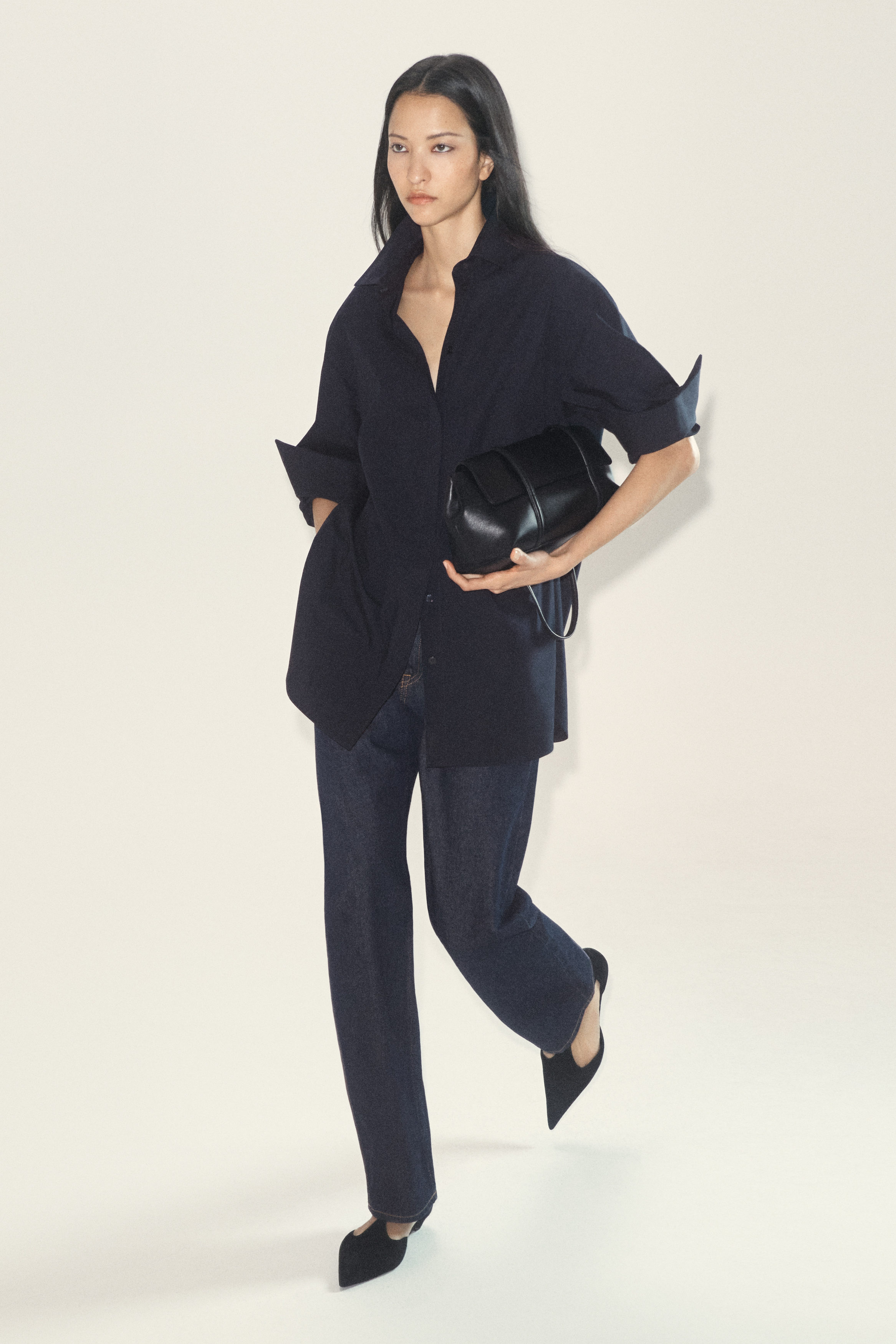CHORD STRAIGHT-LEG JEANS - DARK INDIGO