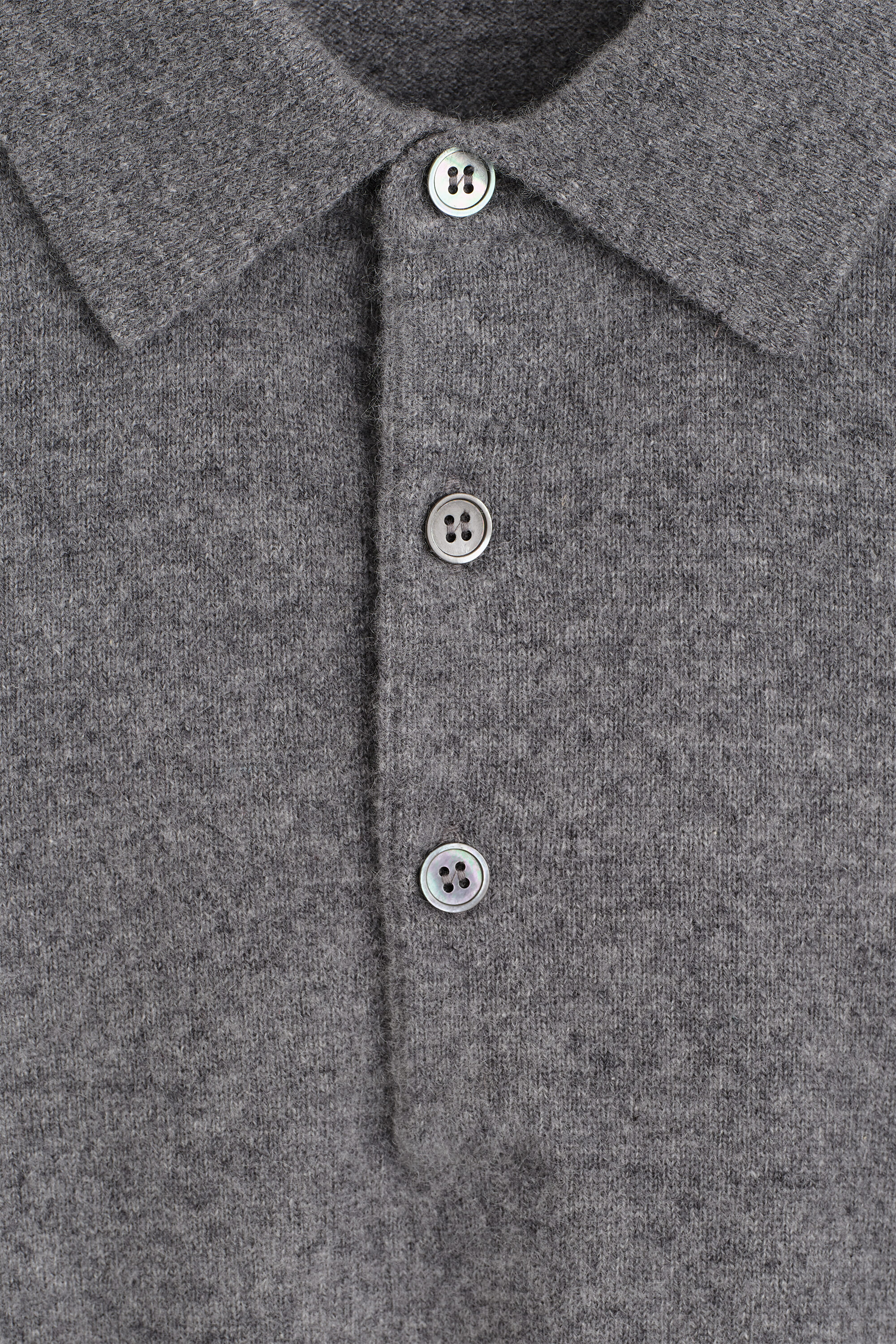 CASHMERE POLO SWEATER - GRAY MÉLANGE