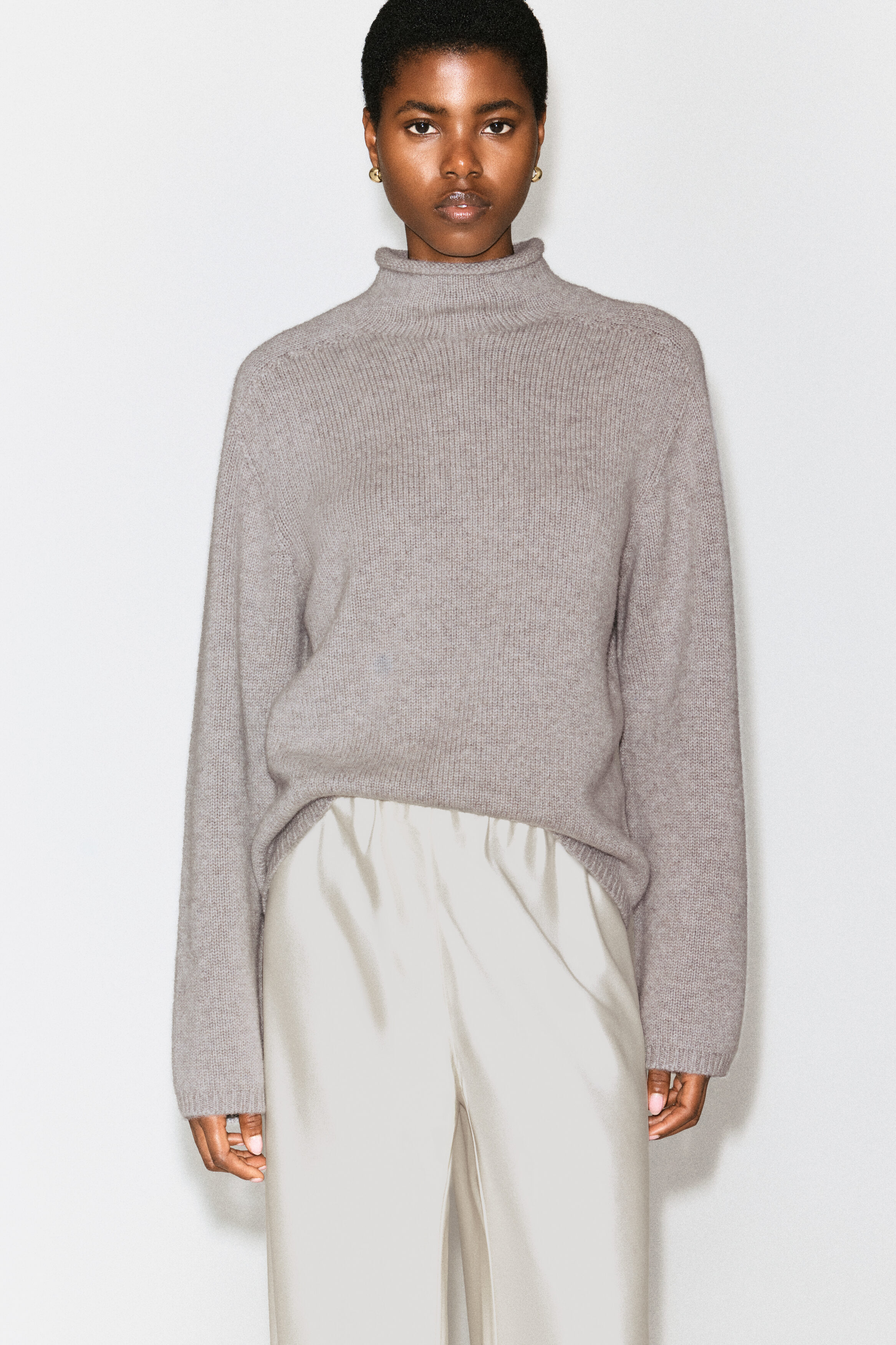 SATIN WIDE-LEG PANTS - WHITE