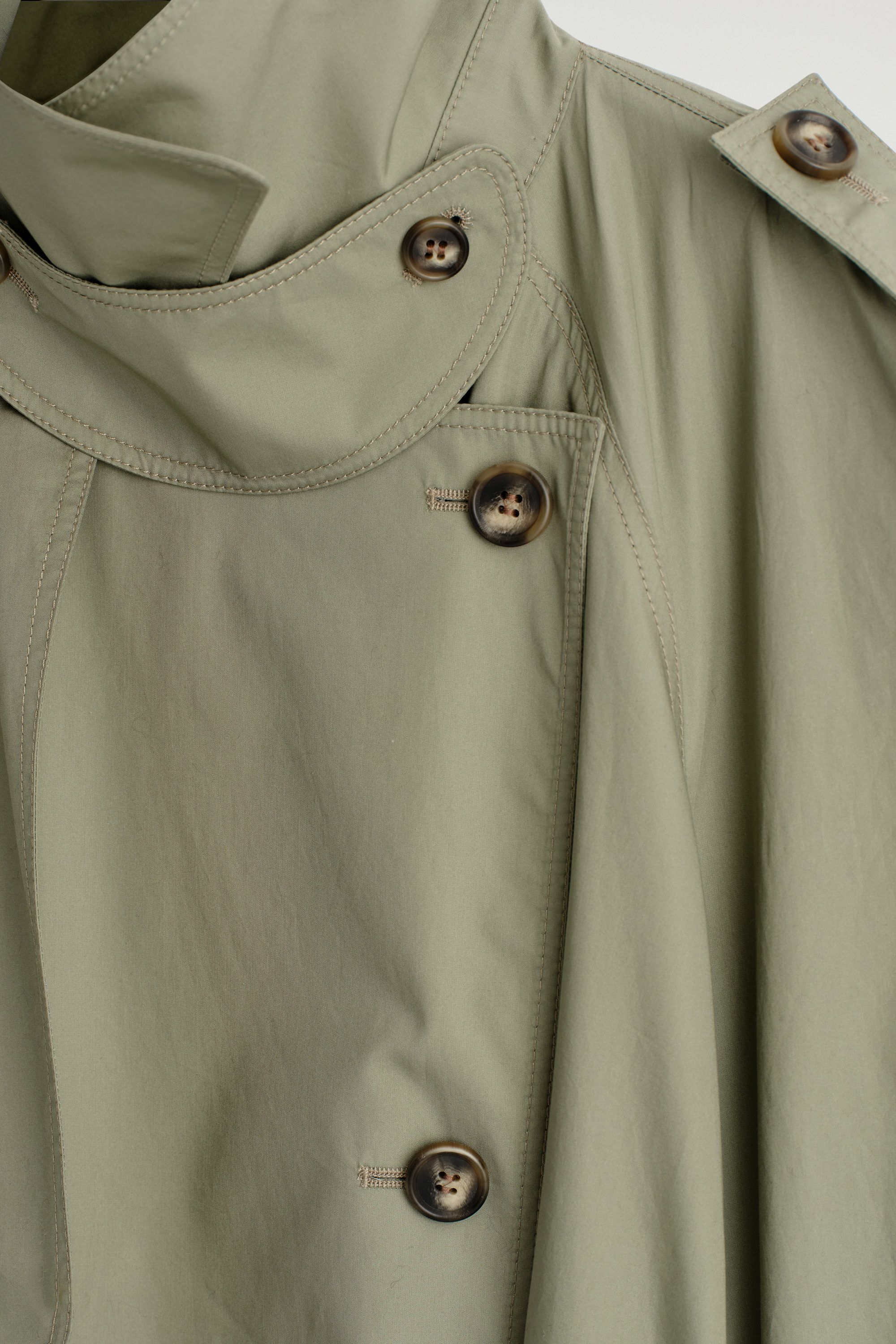 mock-NECK COTTON TRENCH COAT - LIGHT KHAKI