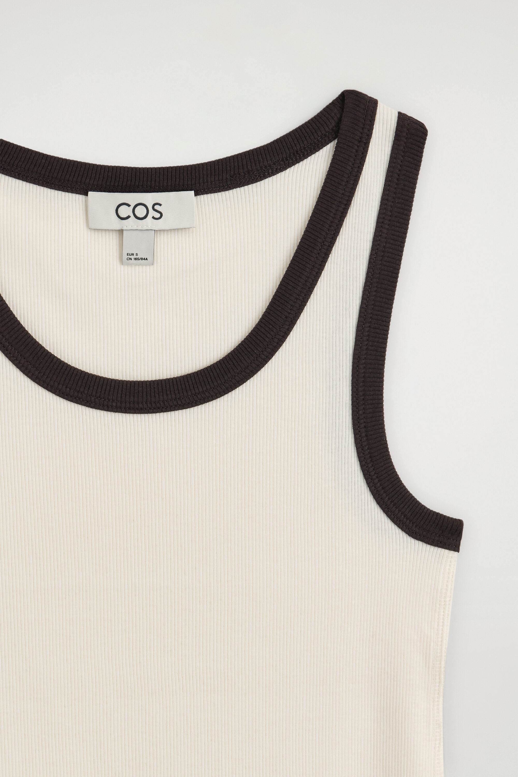 RIBBED COTTON TANK TOP - WHITE / BLACK