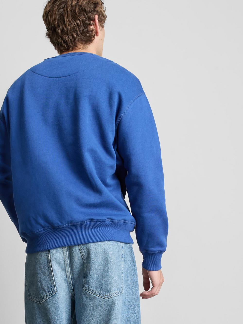Cotton Rich Oversized Crew Neck Sweatshirt - Blue
