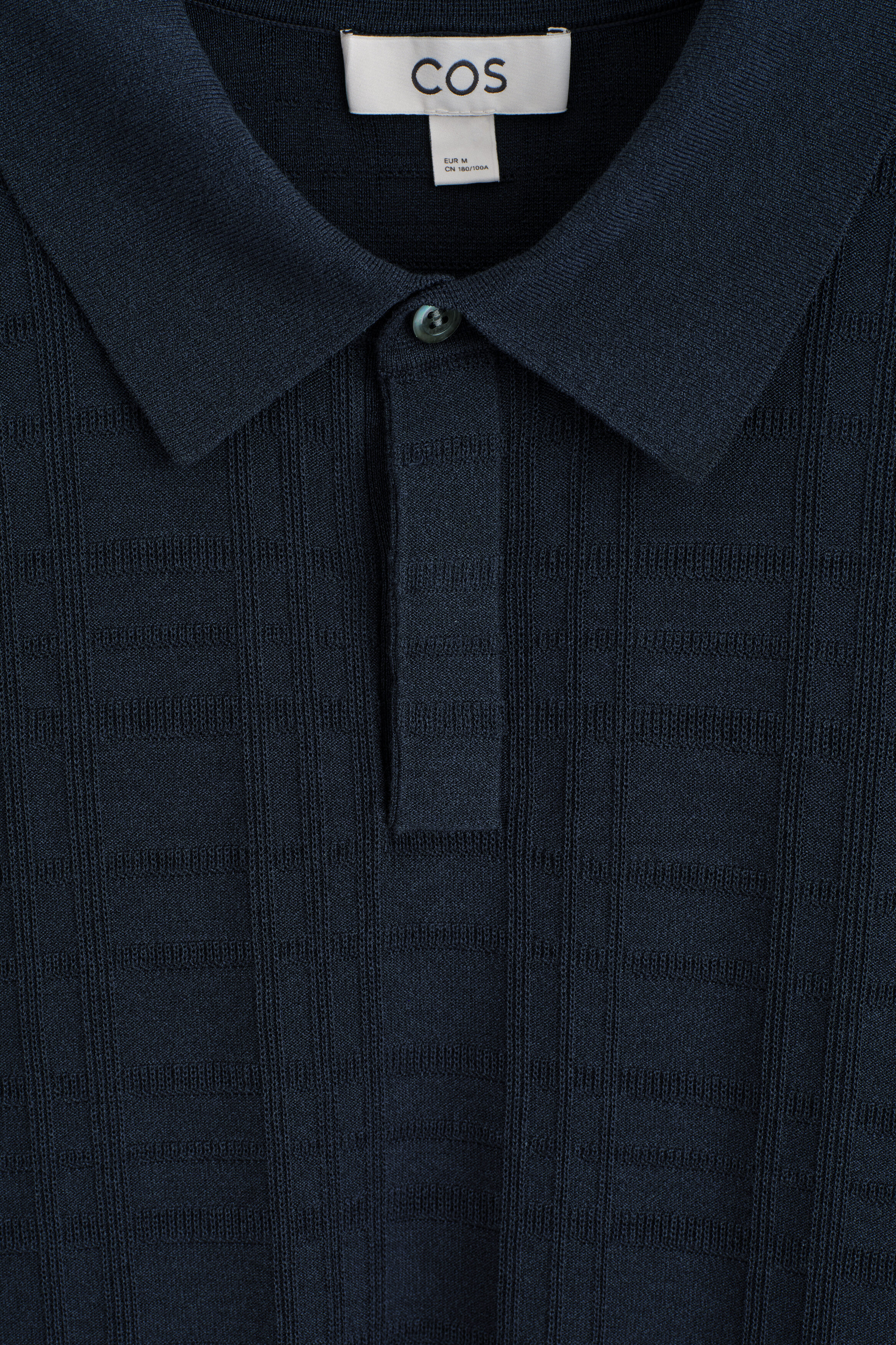 CHECKED JACQUARD-KNIT POLO SHIRT - NAVY / CHECKED