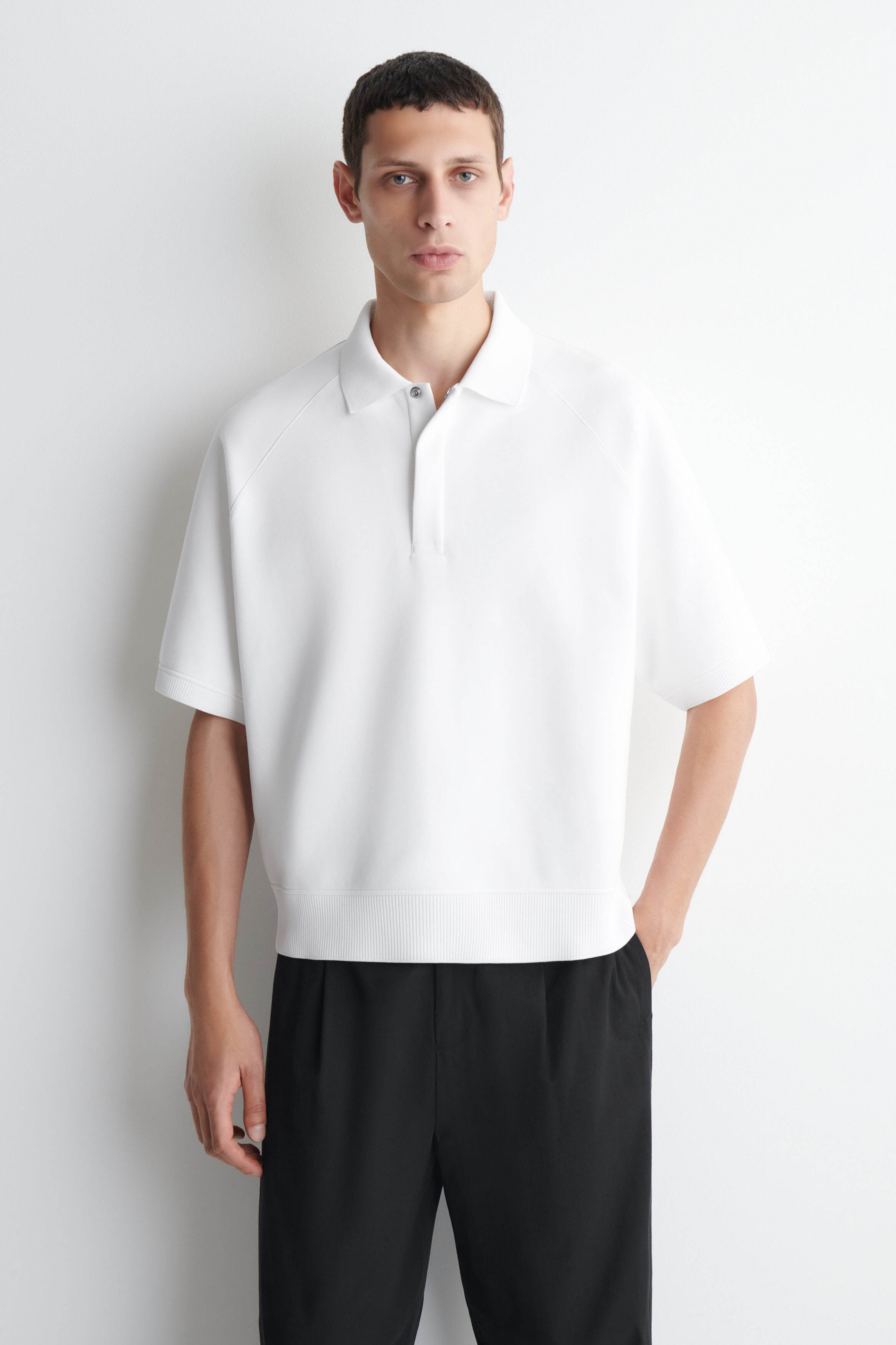 SCUBA-JERSEY POLO SHIRT - WHITE