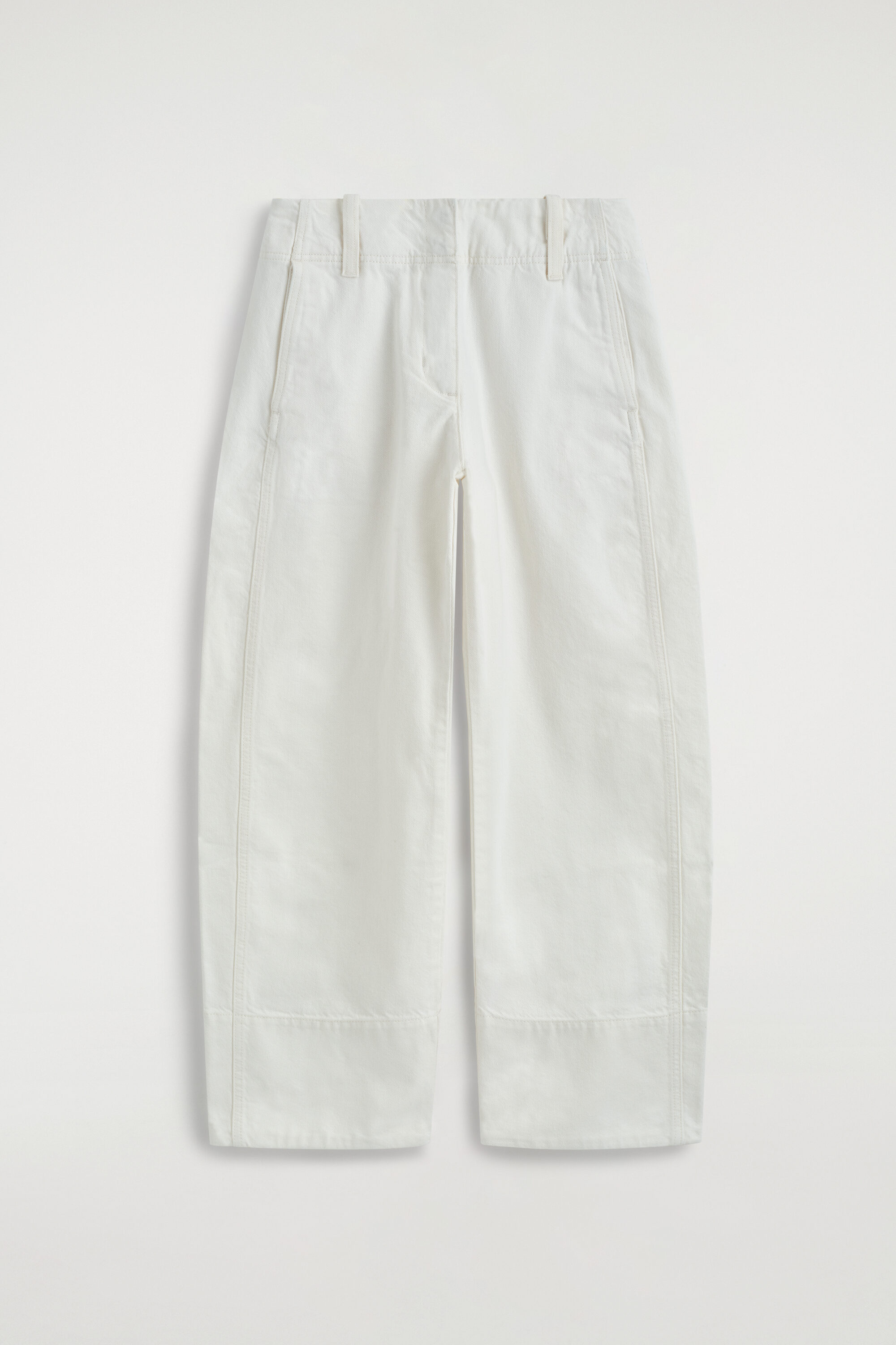 DENIM BARREL-LEG PANTS - WHITE