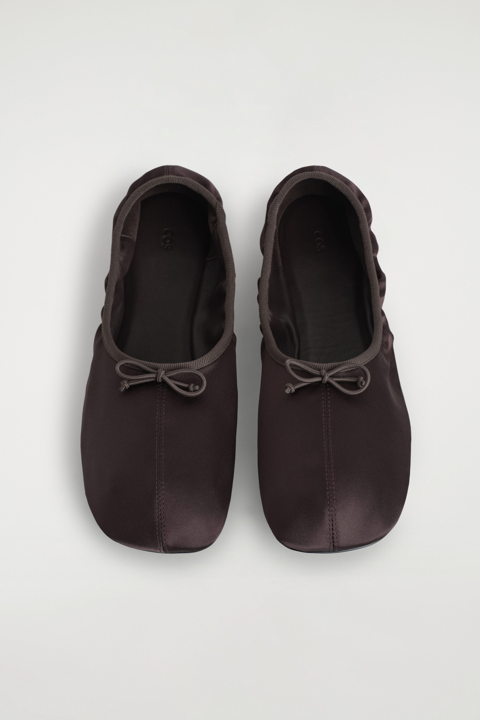 SATIN BALLET FLATS - CHOCOLATE