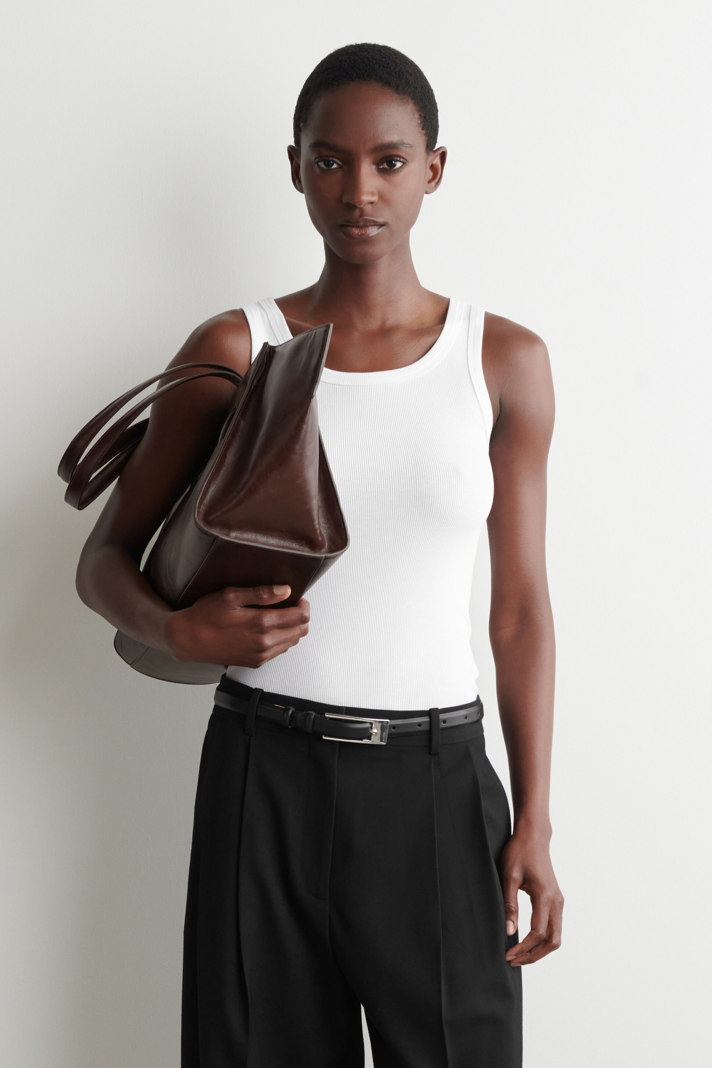 RIBBED COTTON TANK TOP - WHITE