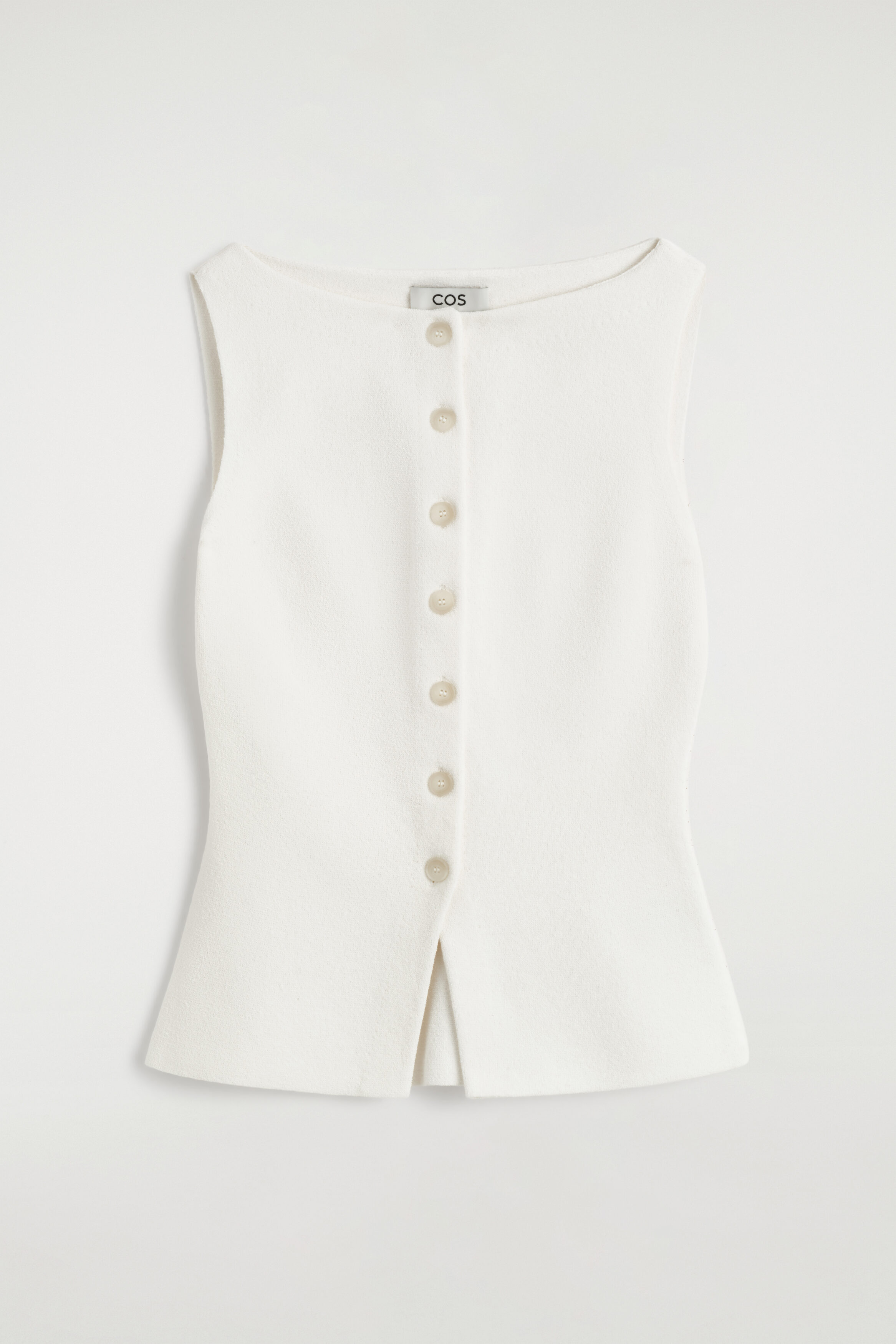 COTTON-BLEND CREPE VEST - WHITE