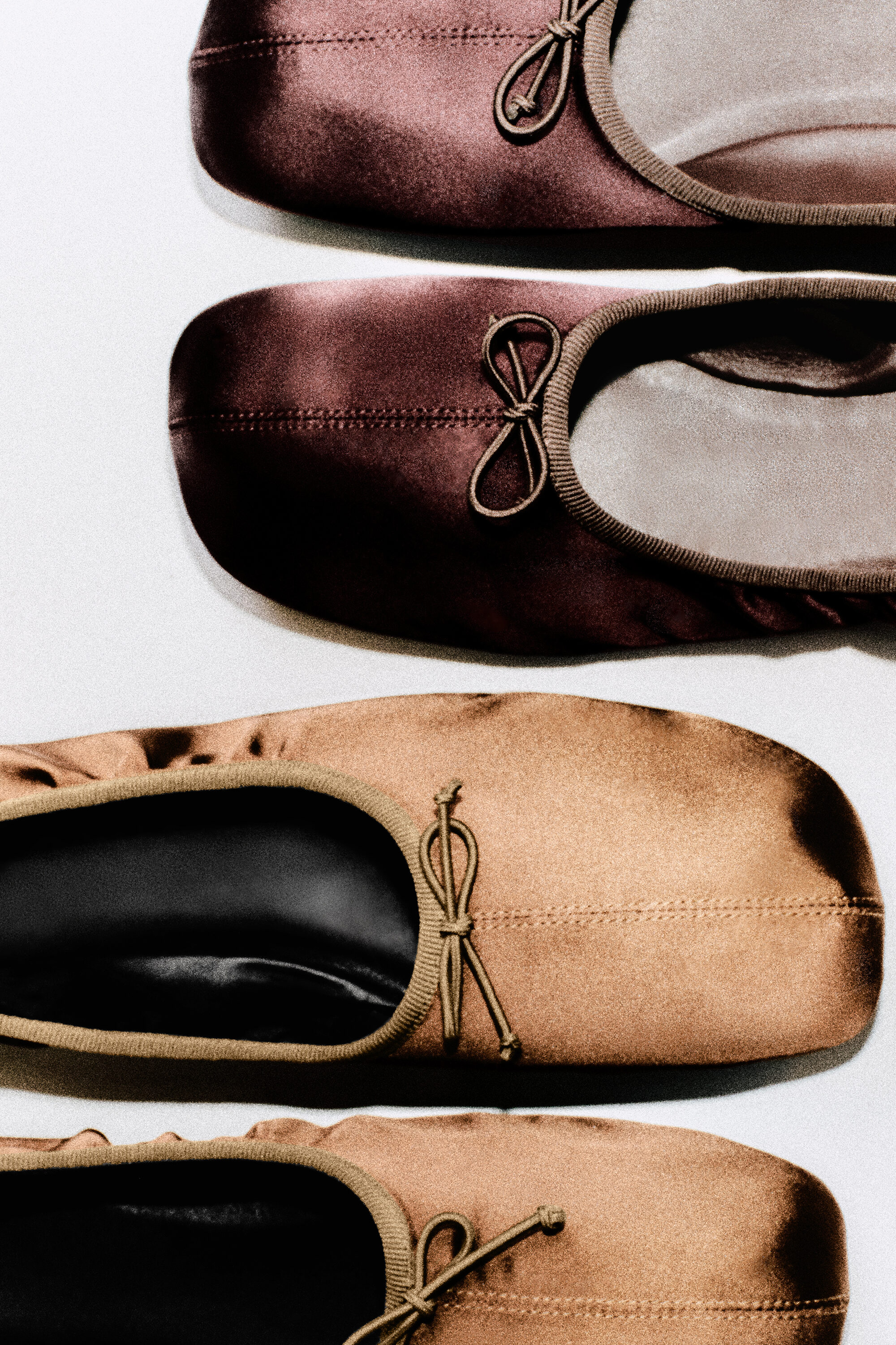 SATIN BALLET FLATS - CHOCOLATE