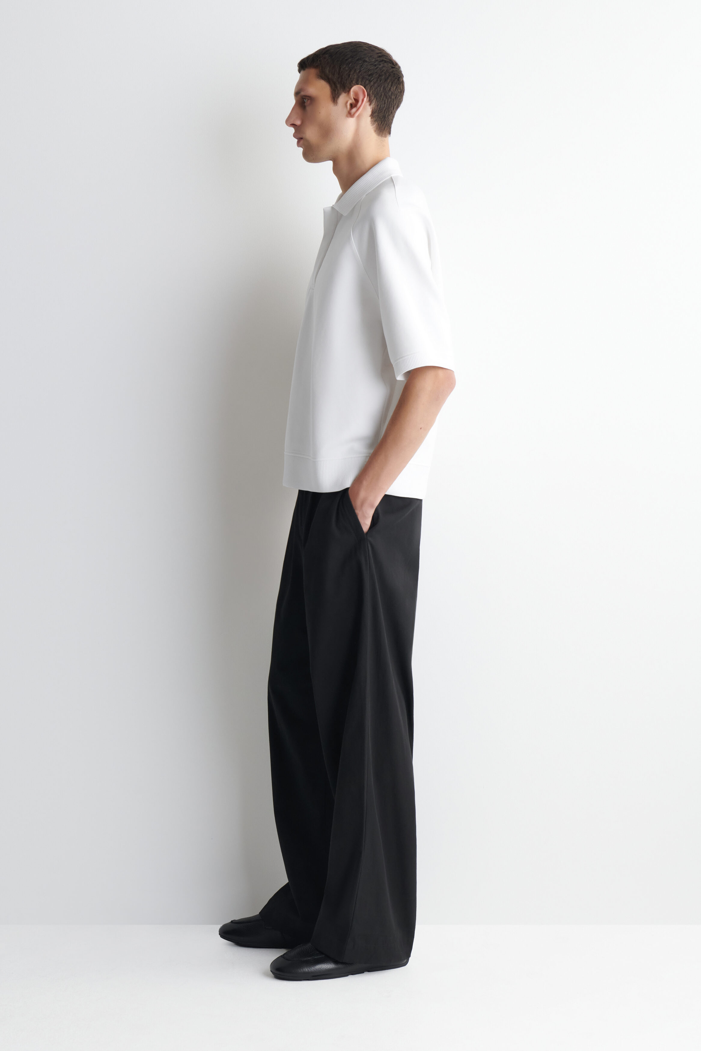 SCUBA-JERSEY POLO SHIRT - WHITE