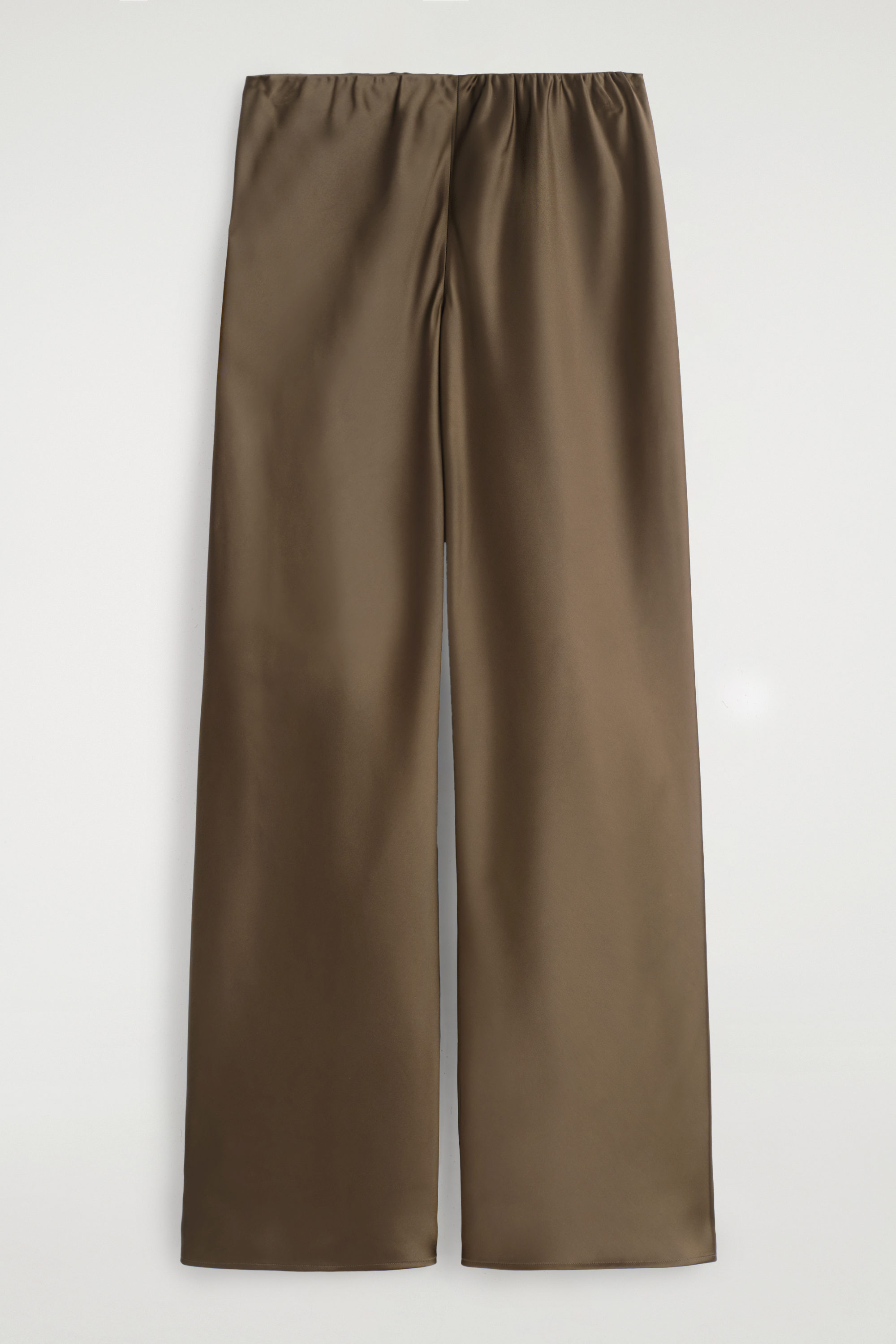SATIN WIDE-LEG PANTS - BROWN
