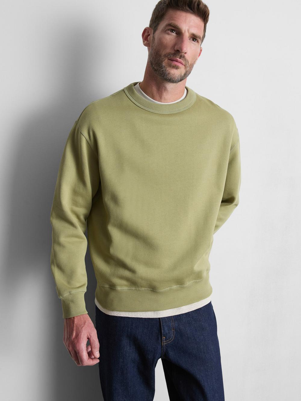 Cotton Rich Oversized Crew Neck Sweatshirt - Green