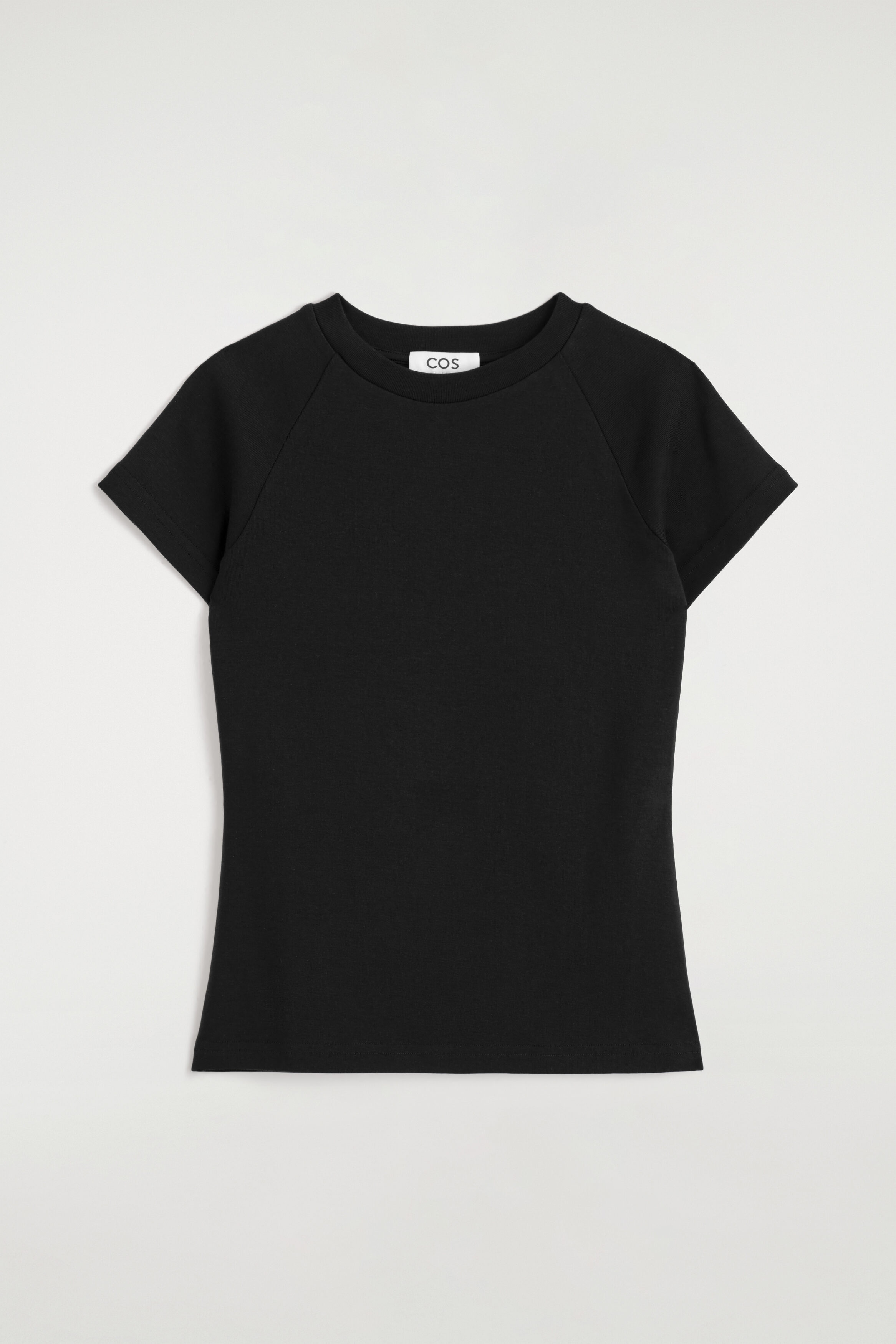 SLIM COTTON RAGLAN T-SHIRT - BLACK