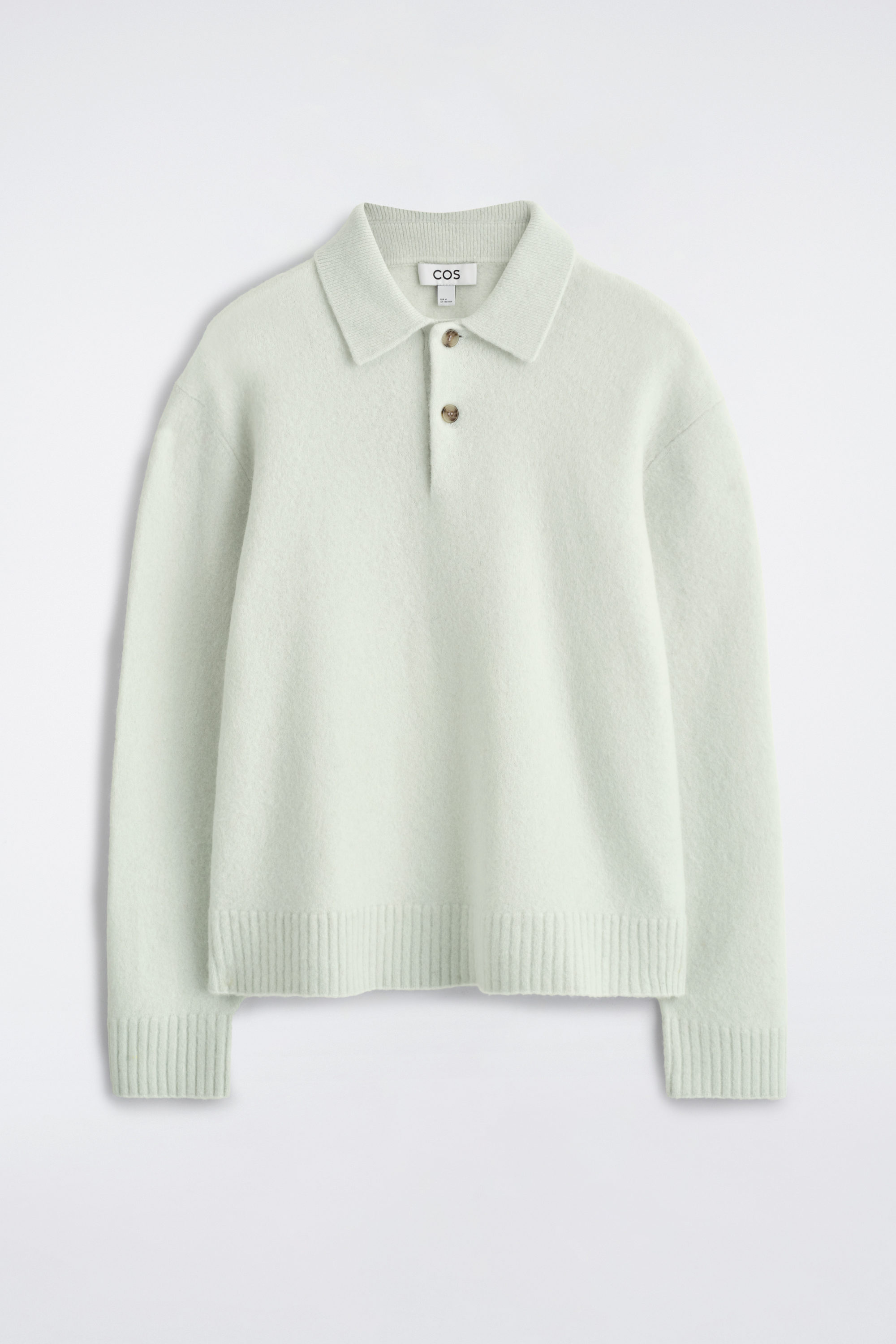 BRUSHED-WOOL POLO SHIRT - ICE BLUE