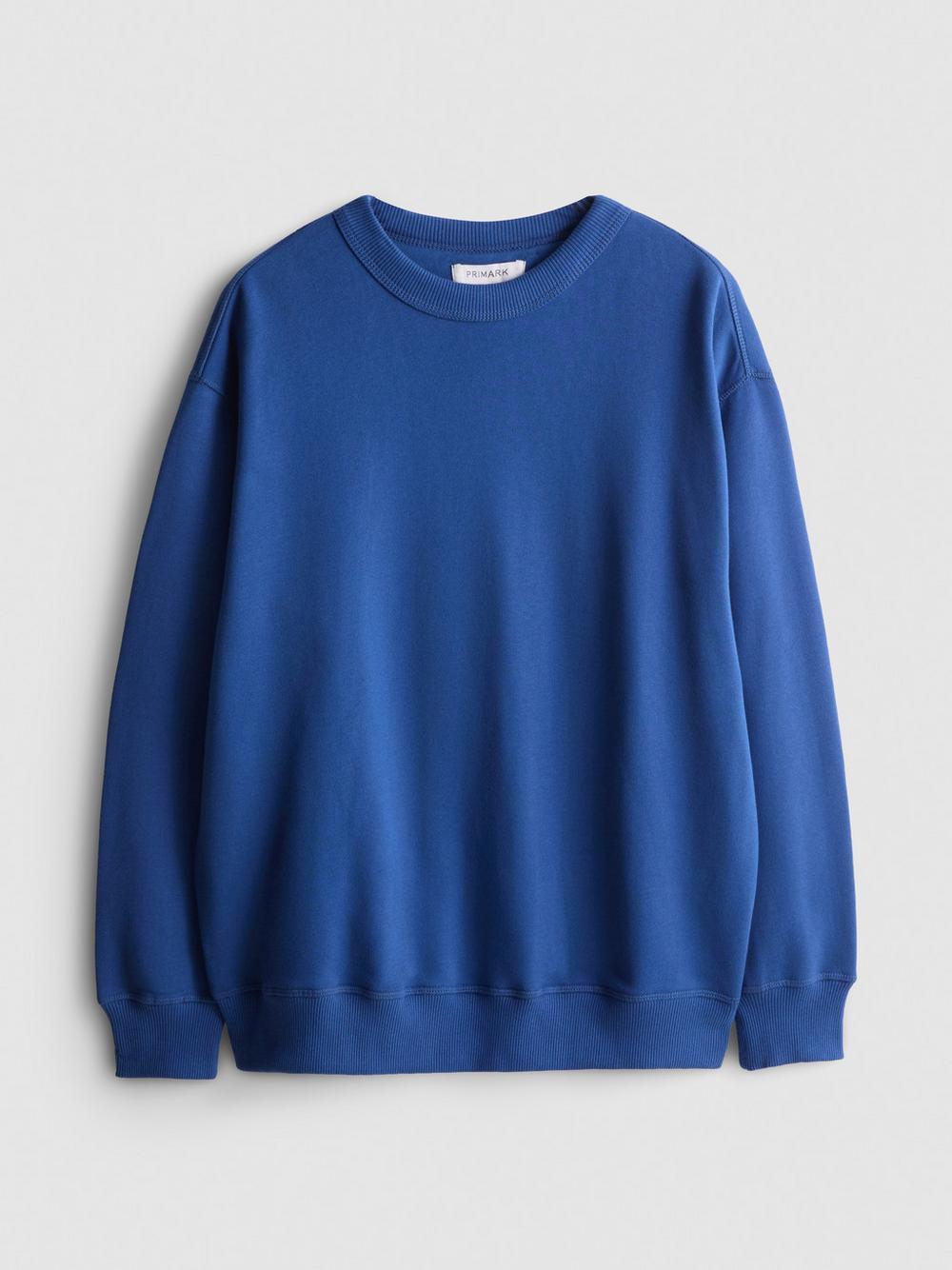 Cotton Rich Oversized Crew Neck Sweatshirt - Blue