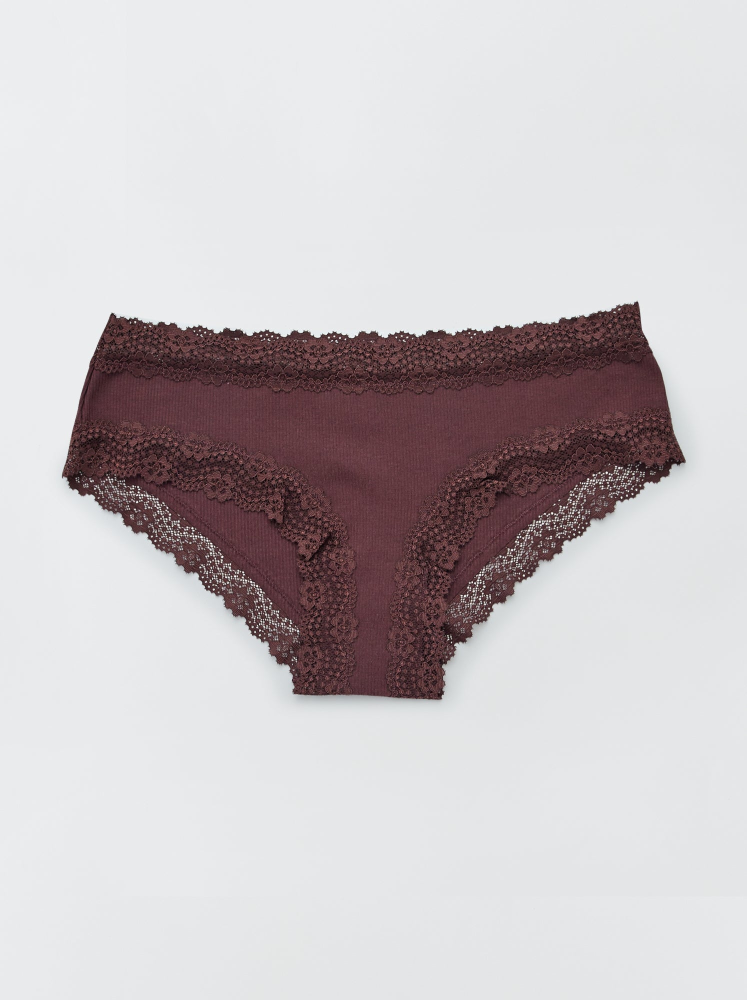 Lot de 3 shorties fines côtes - écru/brun/prune - 4