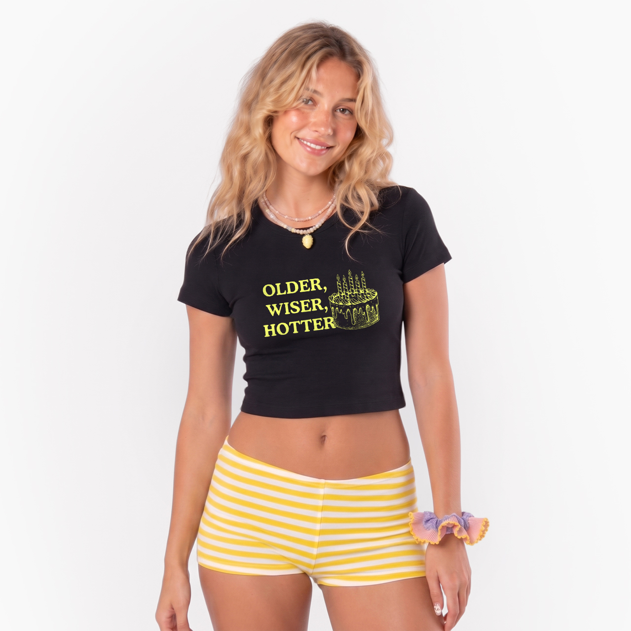 Older Wiser Hotter Birthday Cake Baby Tee