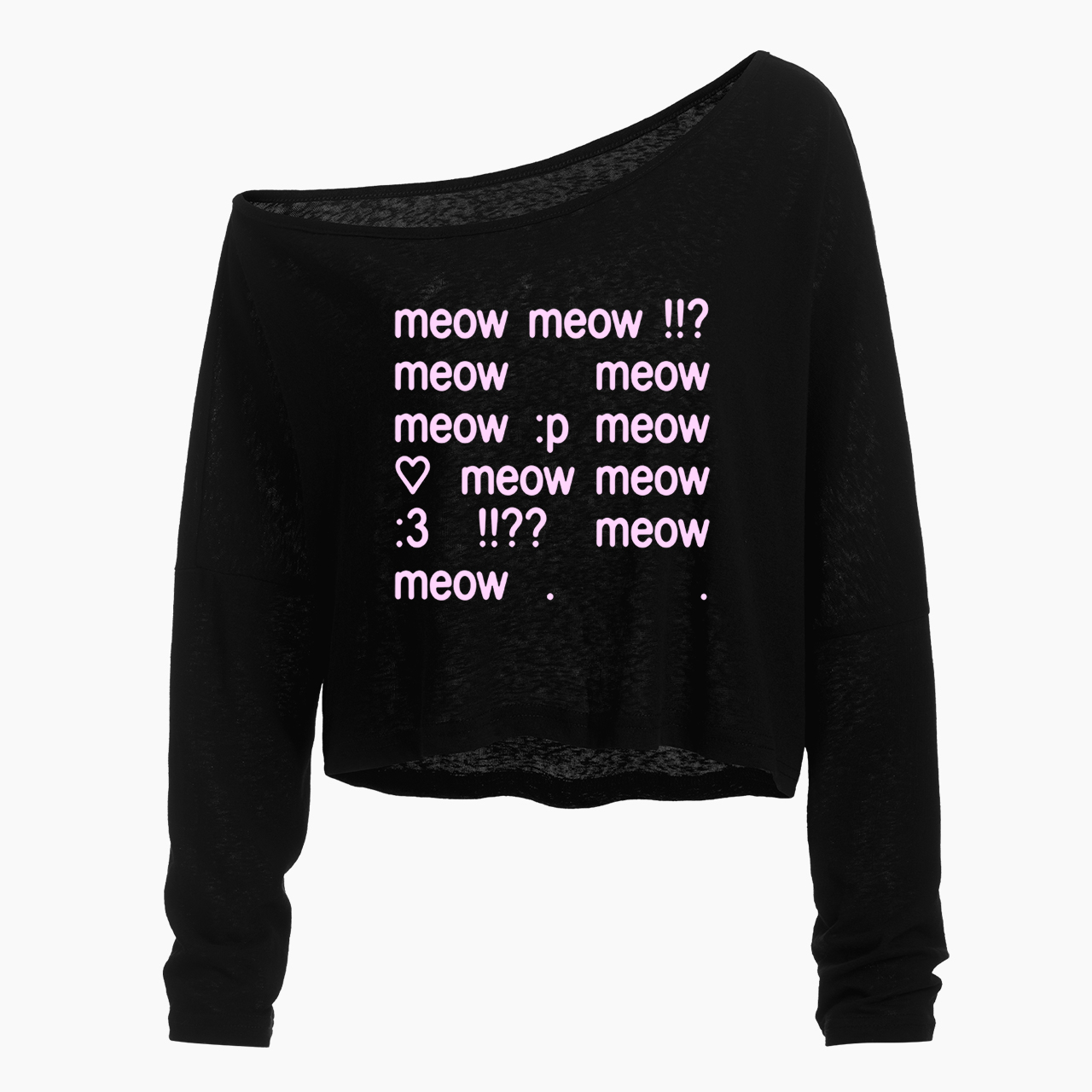 Meow Coquette Kitten Off Shoulder Long Sleeve Crop Top
