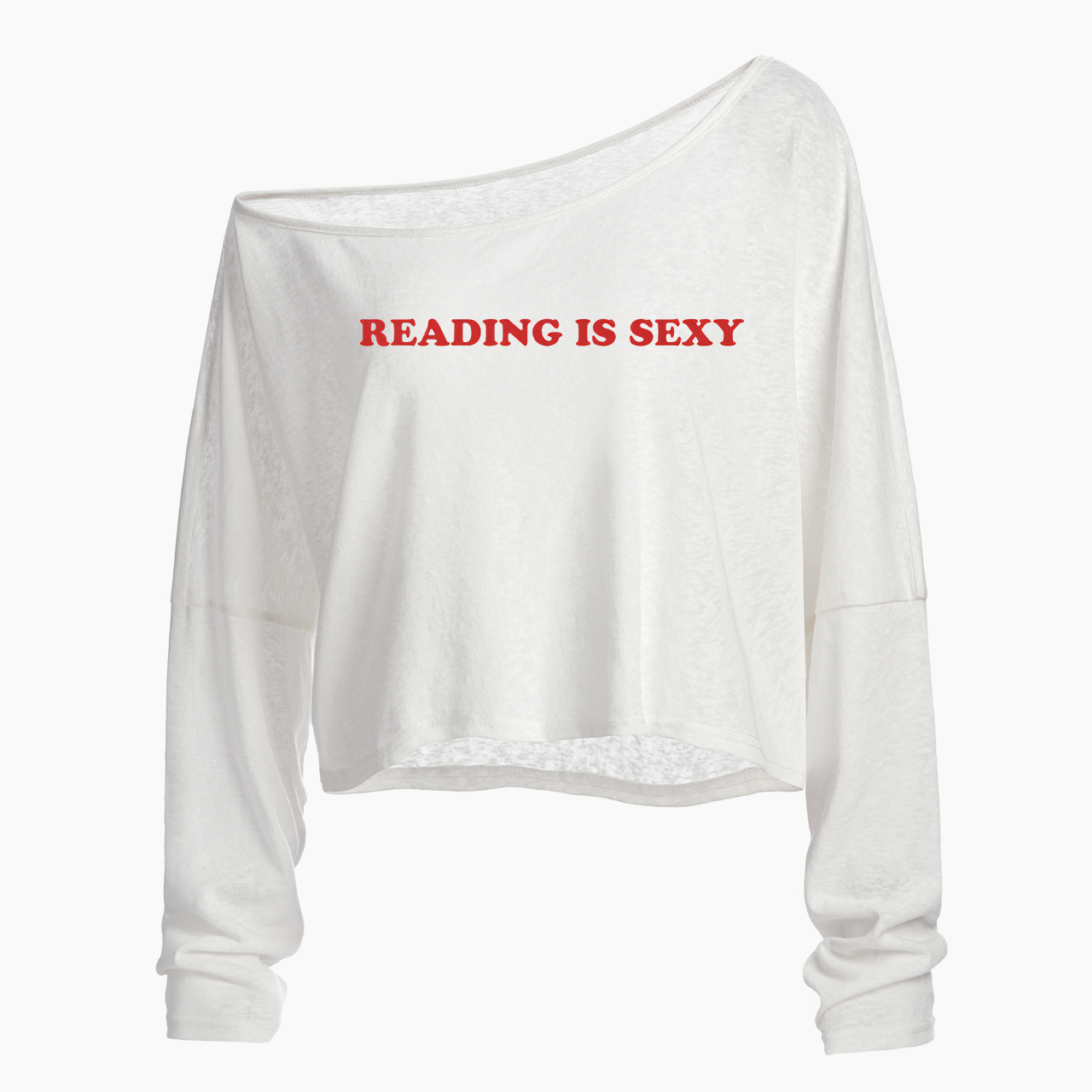 Reading Is Sexy Off Shoulder Long Sleeve Crop Top
