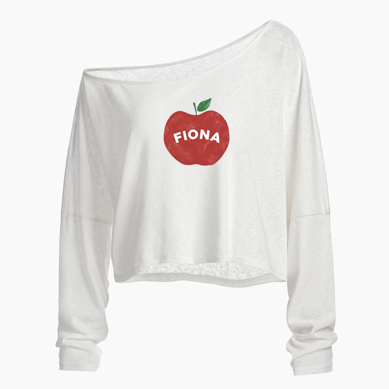 Red Apple Off Shoulder Long Sleeve Crop Top