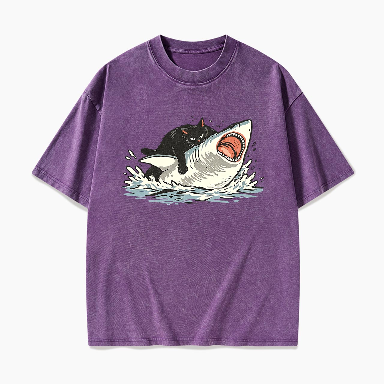 Fat Cat Vs Shark Washed Tees