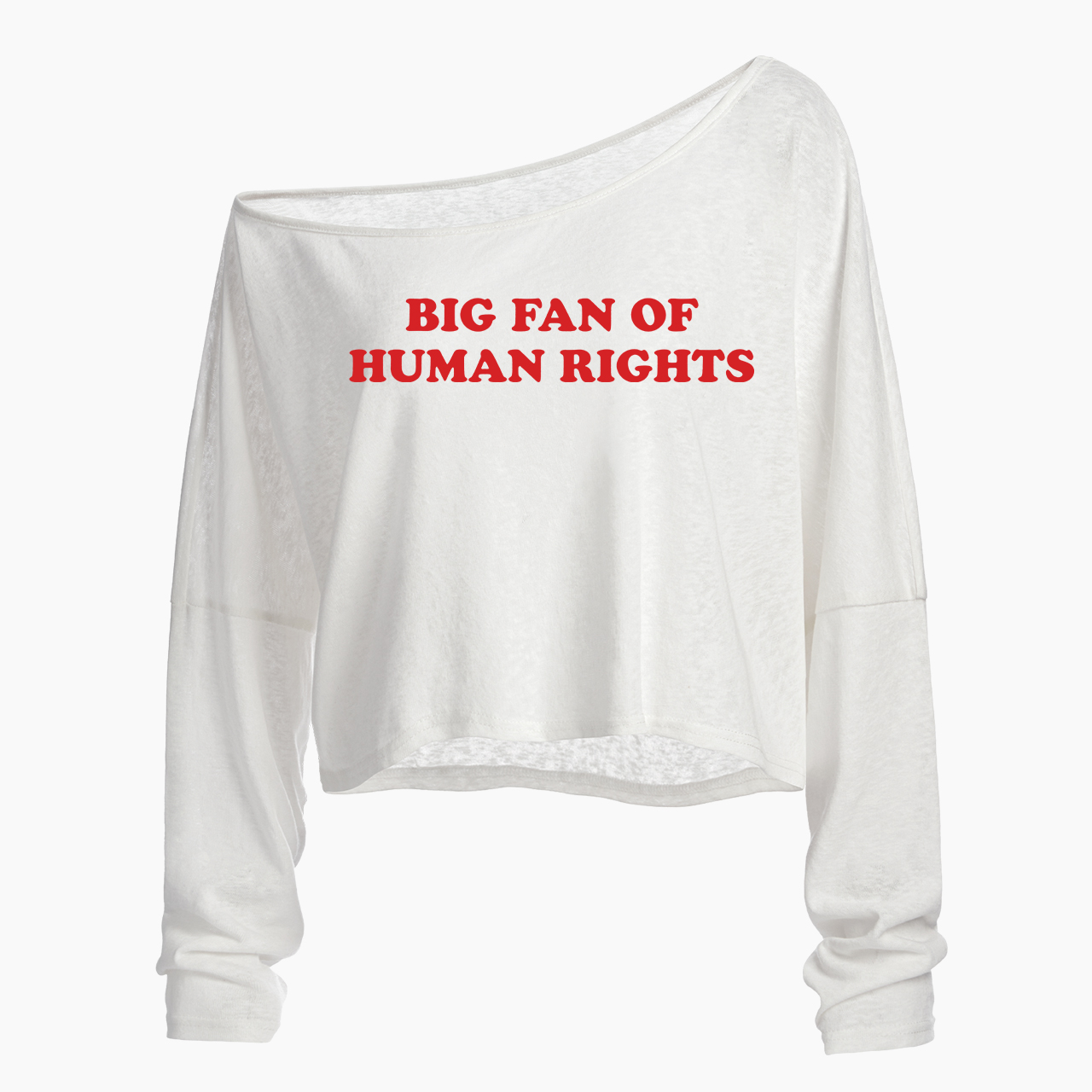 Big Fan Of Human Rights Off Shoulder Long Sleeve Crop Top